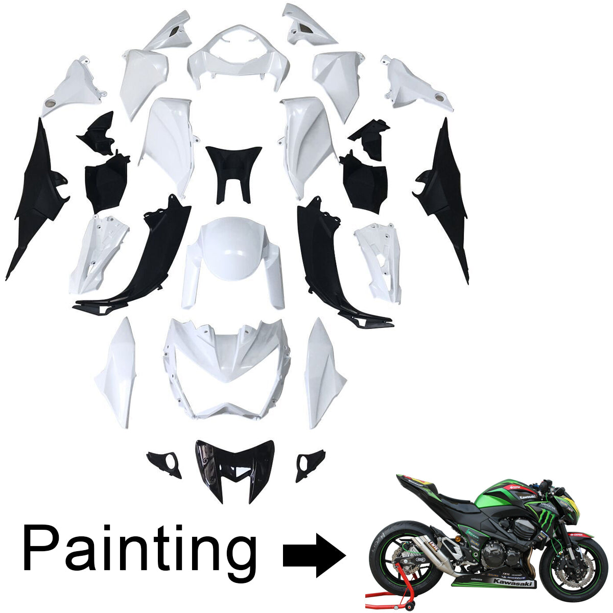 2013-2018 Kawasaki Z800 Amotopart Injection Fairing Kit Bodywork Plastic ABS #109