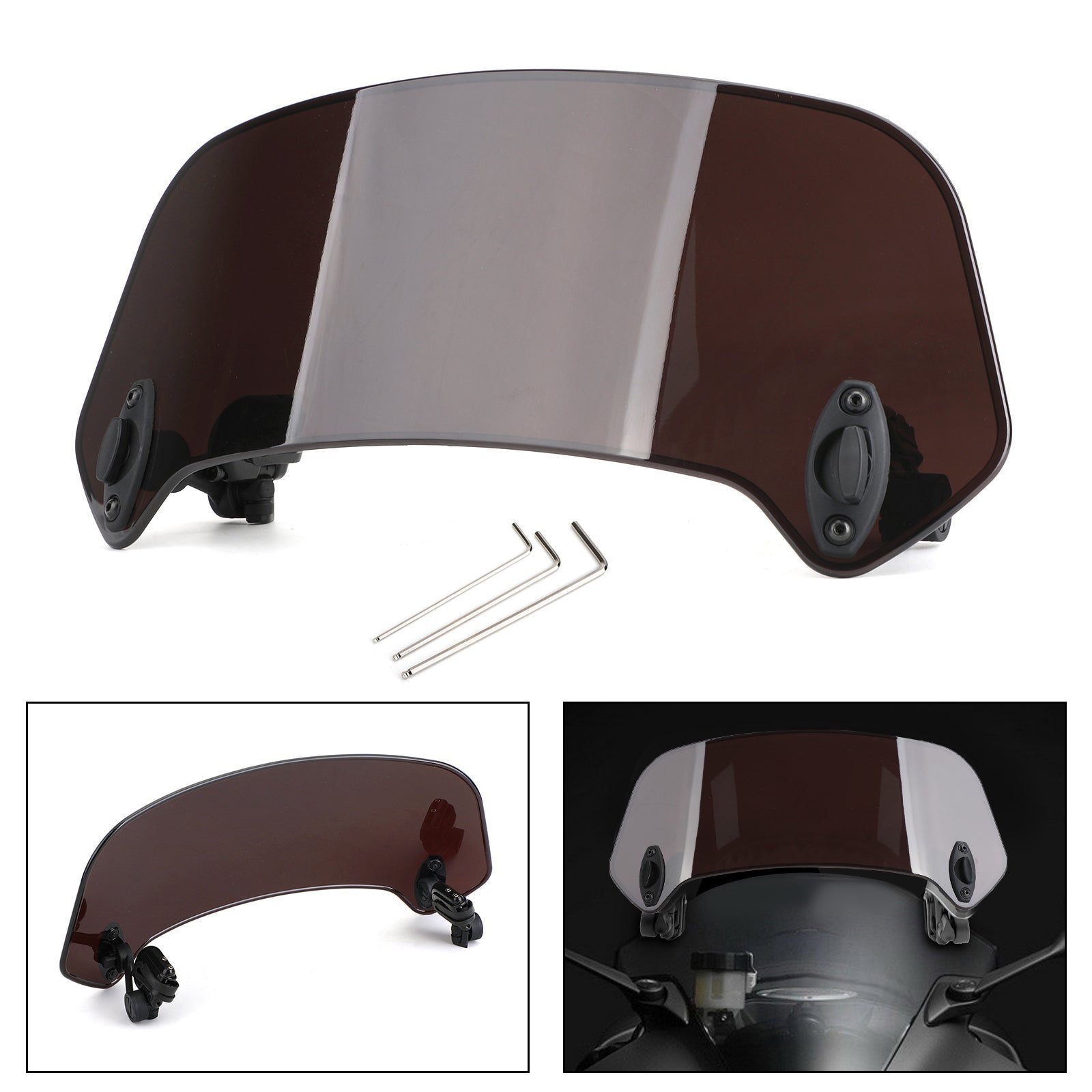 Motorcycle Adjustable Clip On Windshield Extension Spoiler Wind Deflector