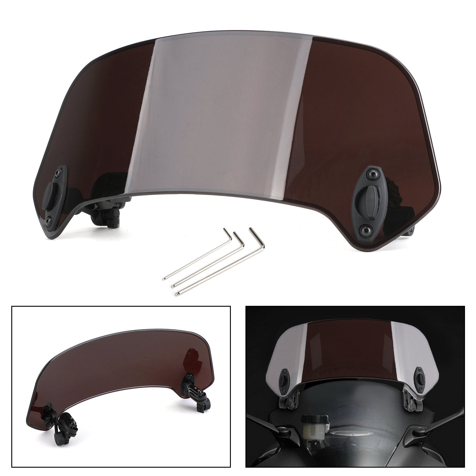 Motorcycle Adjustable Clip On Windshield Extension Spoiler Wind Deflector Generic