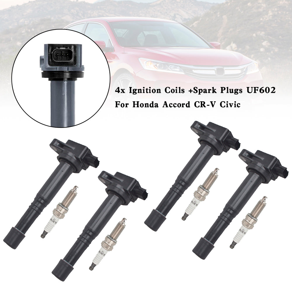 2000-2015 Honda CR-V 2.4L L4 4x Ignition Coils +Spark Plugs UF602 Fedex Express