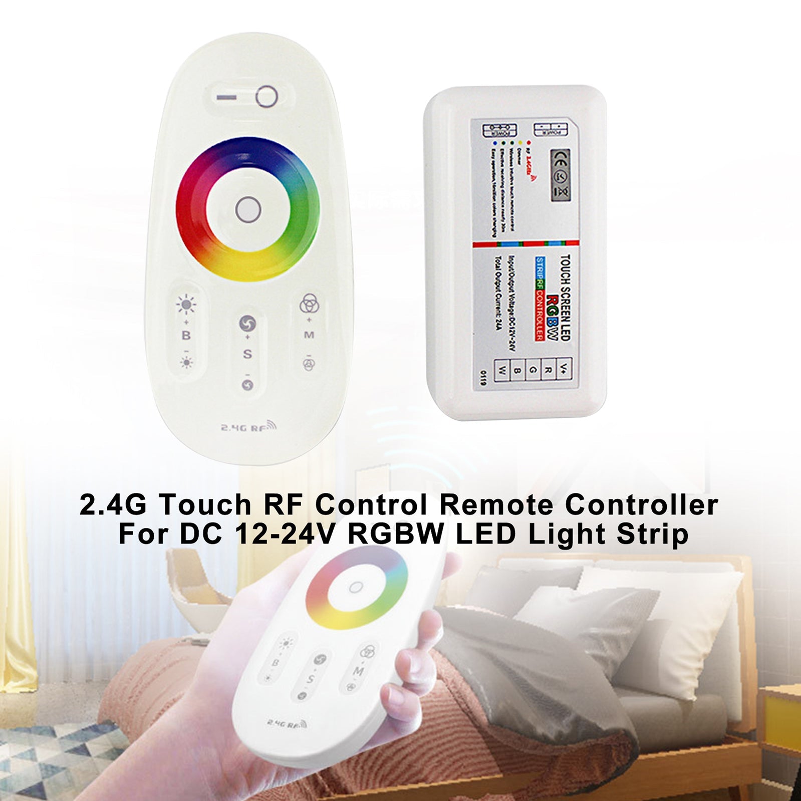 Télécommande tactile RF 2.4G pour bande lumineuse LED DC 12-24V RGBW