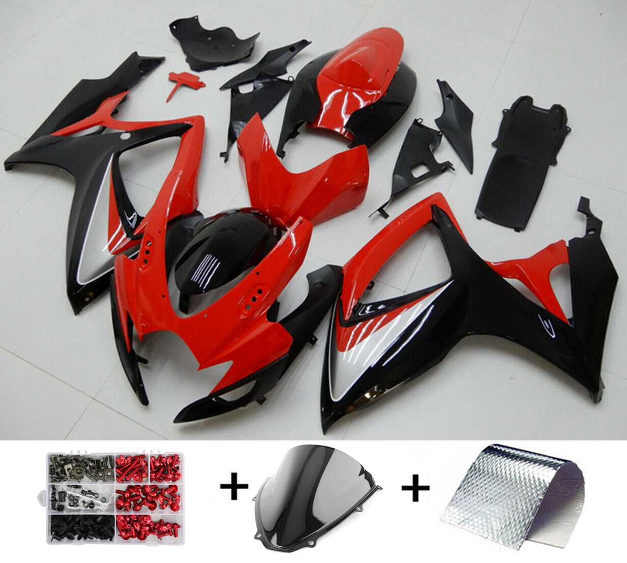 2006-2007 Suzuki GSXR600 750 rood-zwarte kuipset van Amotopart stroomlijnkappen