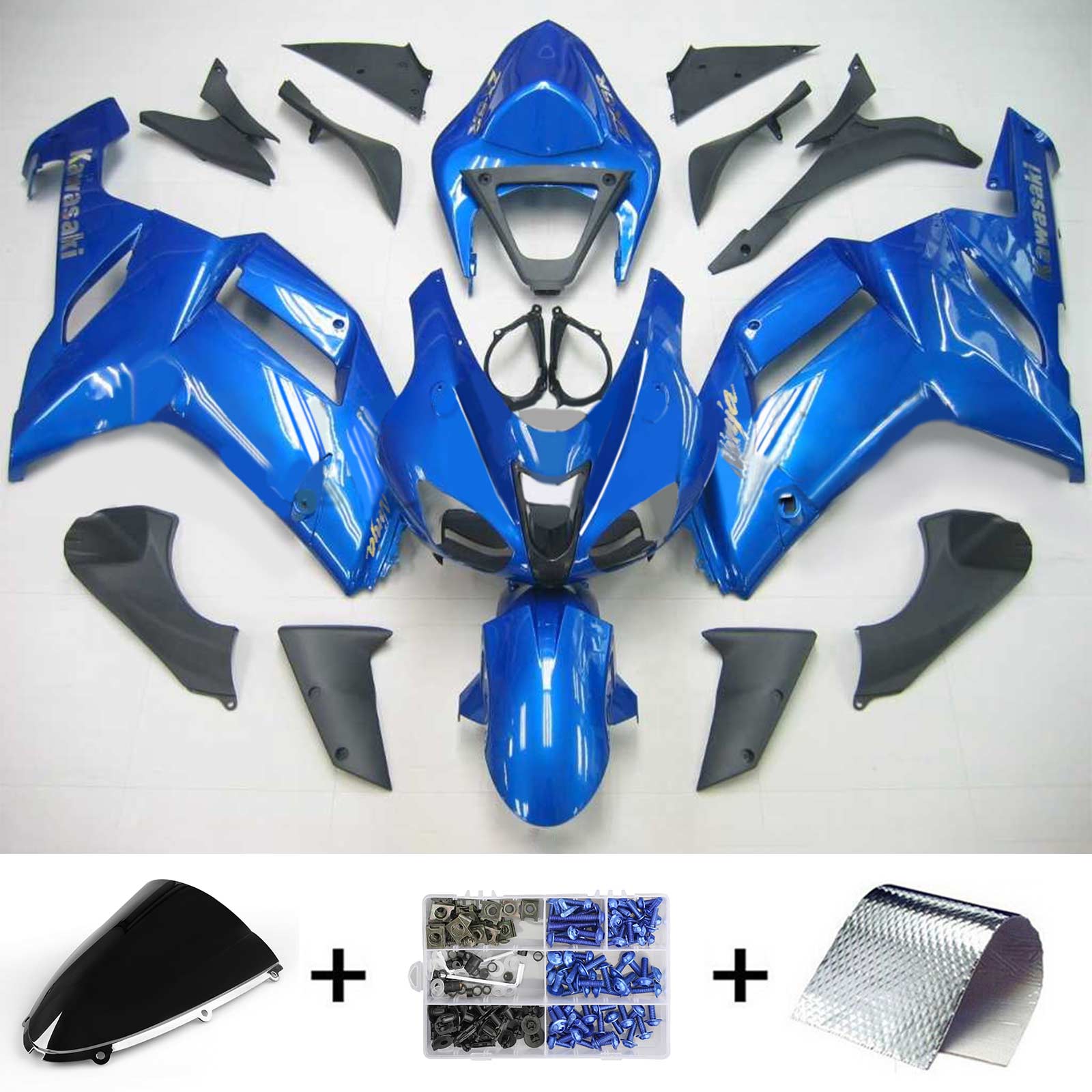 2007-2008 Kawasaki ZX6R 636 Amotopart Kit de carénage d'injection carrosserie plastique ABS #106