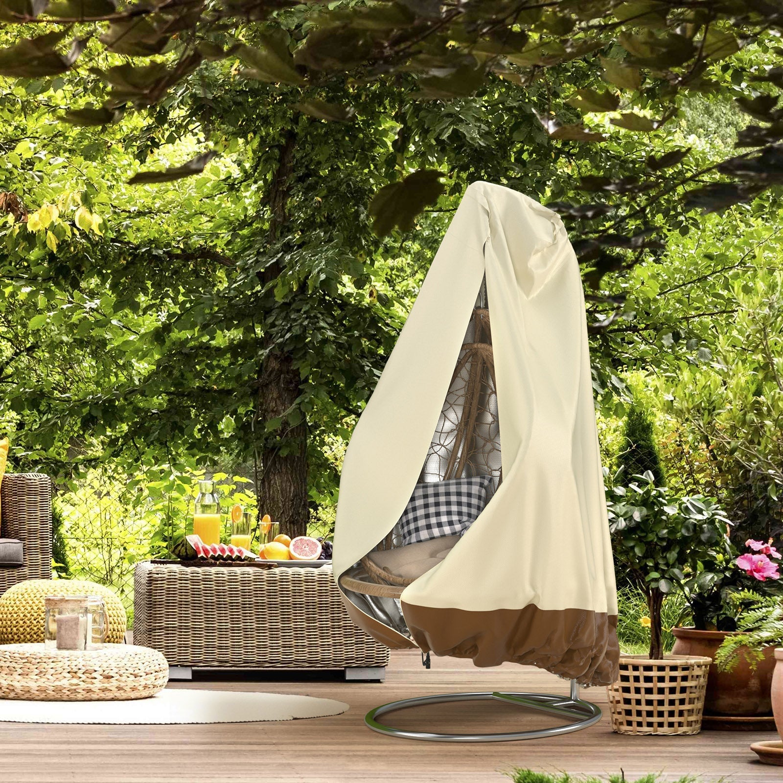 Couverture de chaise d'oeuf de Patio accrochant les couvertures extérieures de balançoire d'oeufs en osier Double imperméables