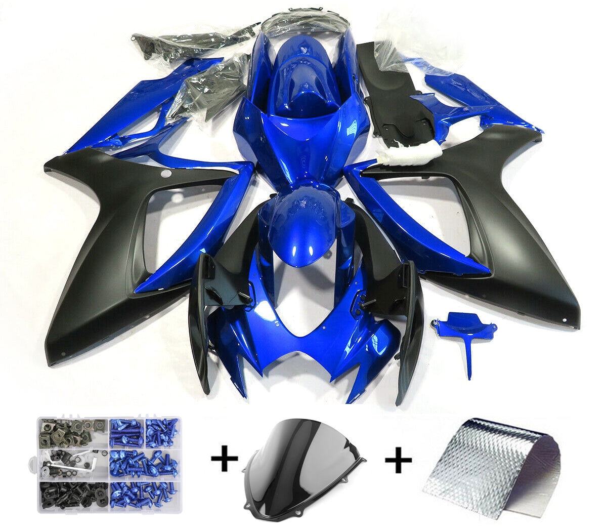 2006-2007 Suzuki GSXR600 750 blauwzwarte kuipset van Amotopart stroomlijnkappen