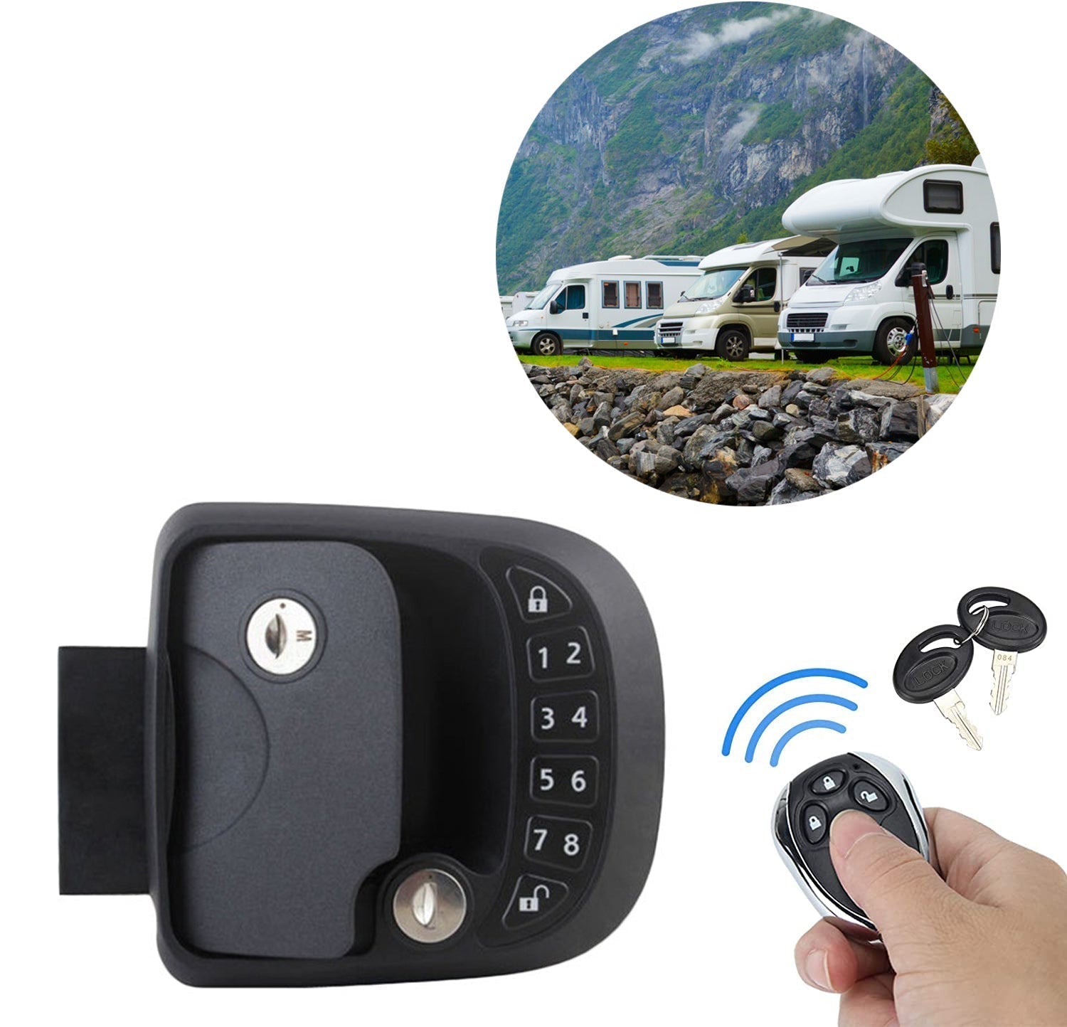 RV Lock Key Compact Keyless Entry Keypad ship Trailer w/ Remote Lock Accessories