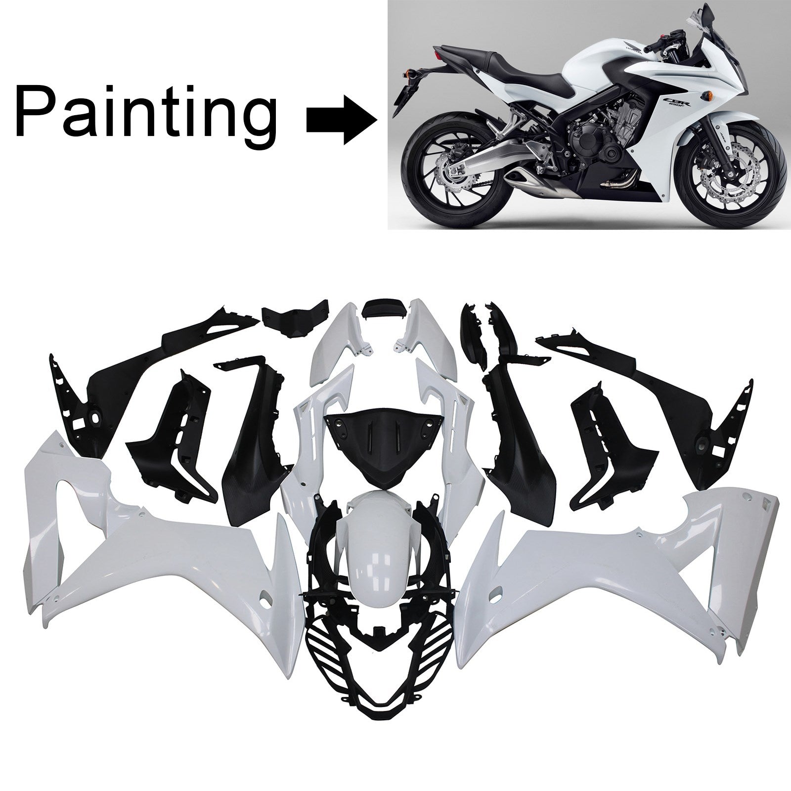 2014-2019 Honda CBR650F Kit de carénage d'injection Amotopart carrosserie plastique ABS #101