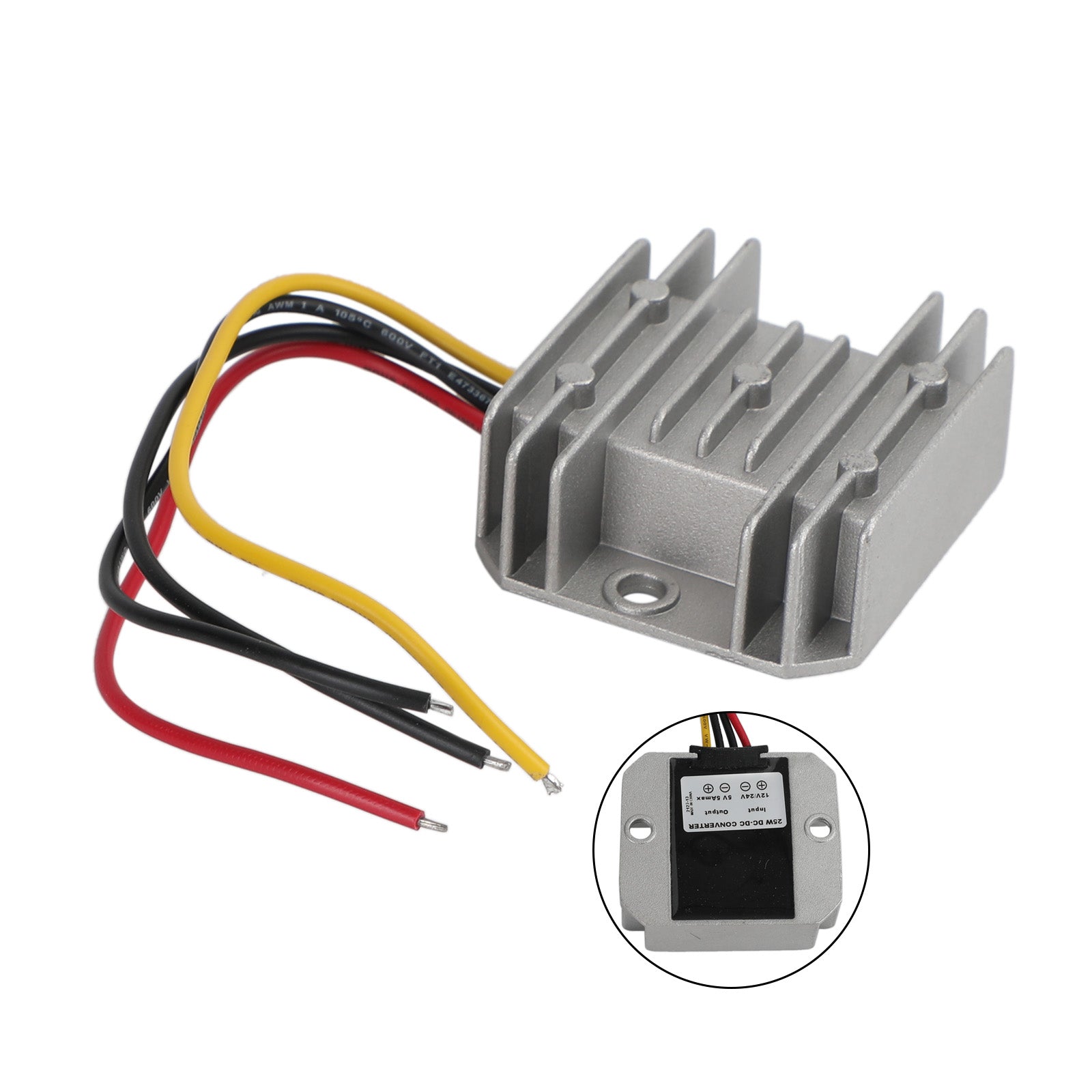 Régulateur de convertisseur d'alimentation abaisseur étanche DC 12V/24V à 5V 25W 5A