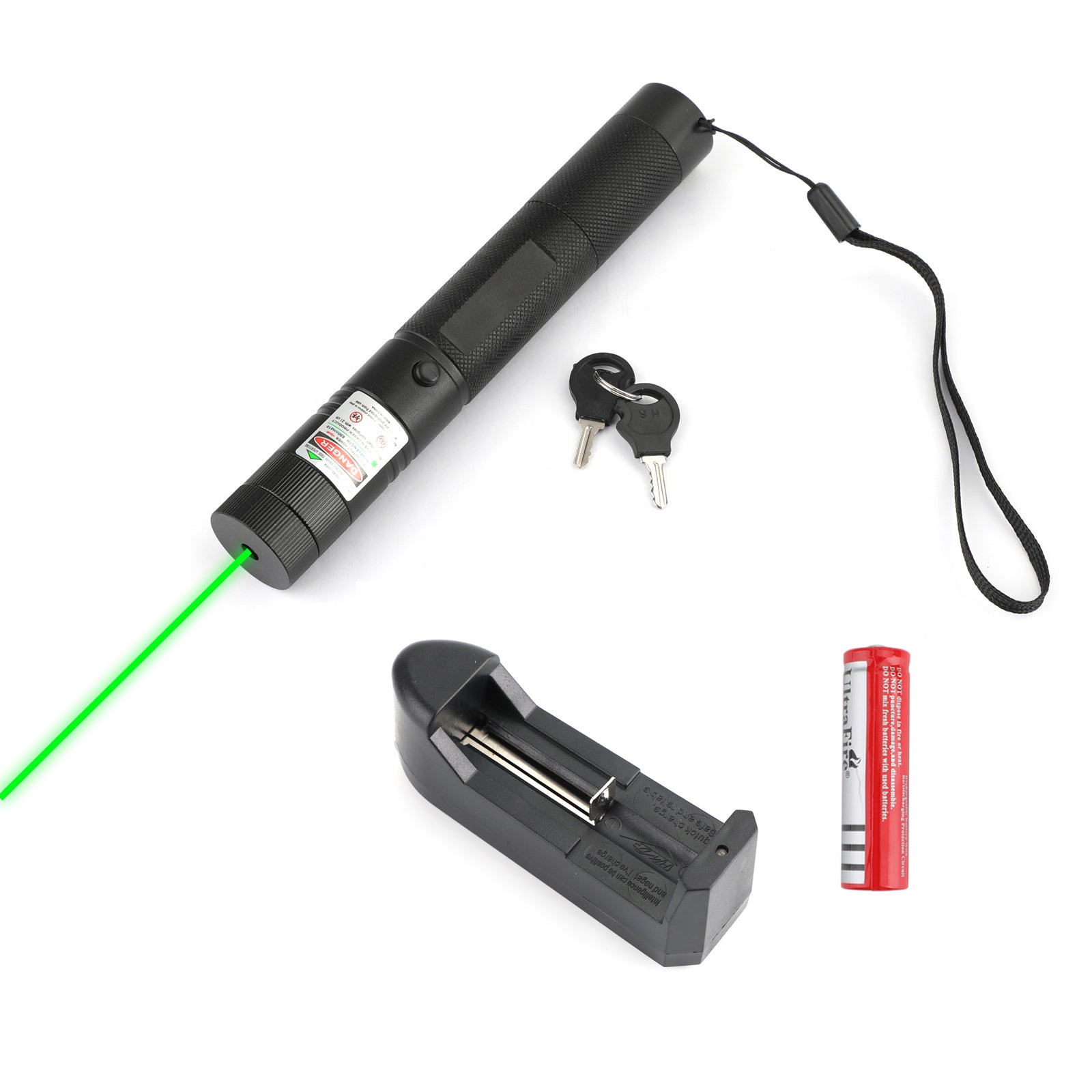 18650 Rechargeable Battery 500Mile 532nm 303 Green Laser Pointer Visible Beam Light Lazer Pen