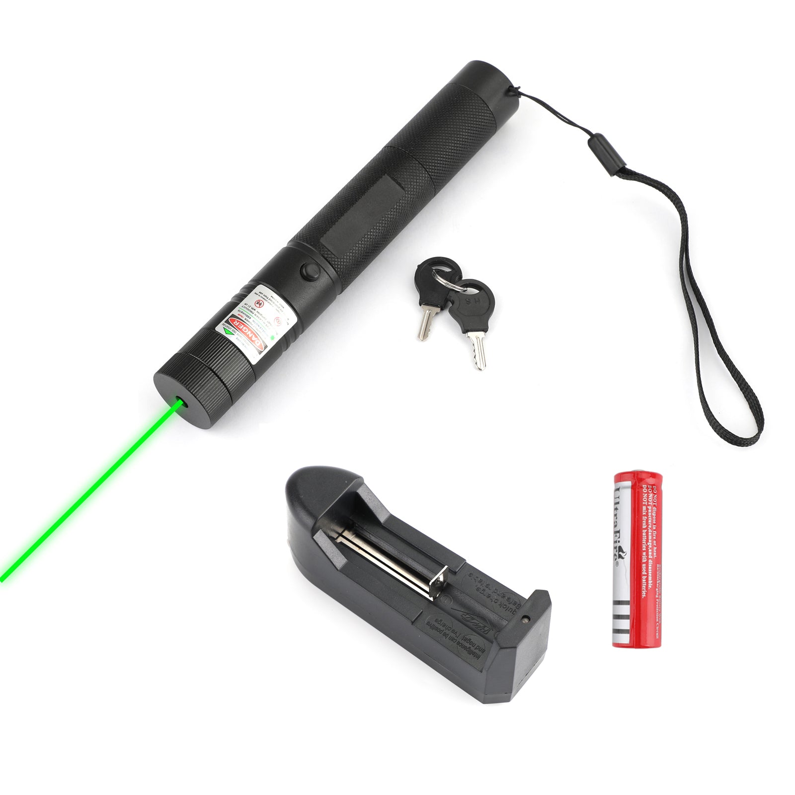 Aviation Aluminum Green Laser Pointer 532nm Rechargeable Child Safety