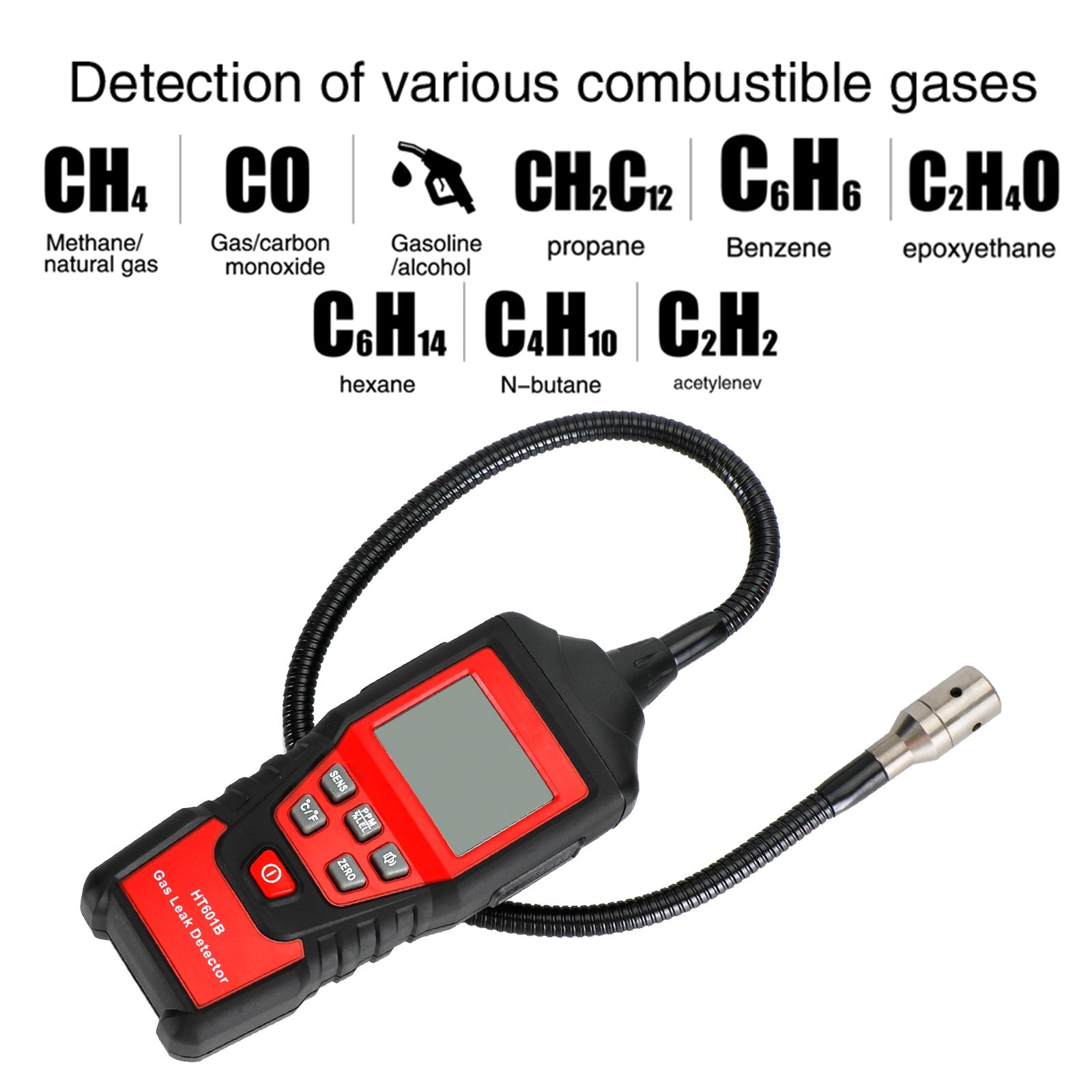 Détecteur de fuite de gaz, détecteur de gaz Combustible Portable, testeur LCD, fuite visuelle