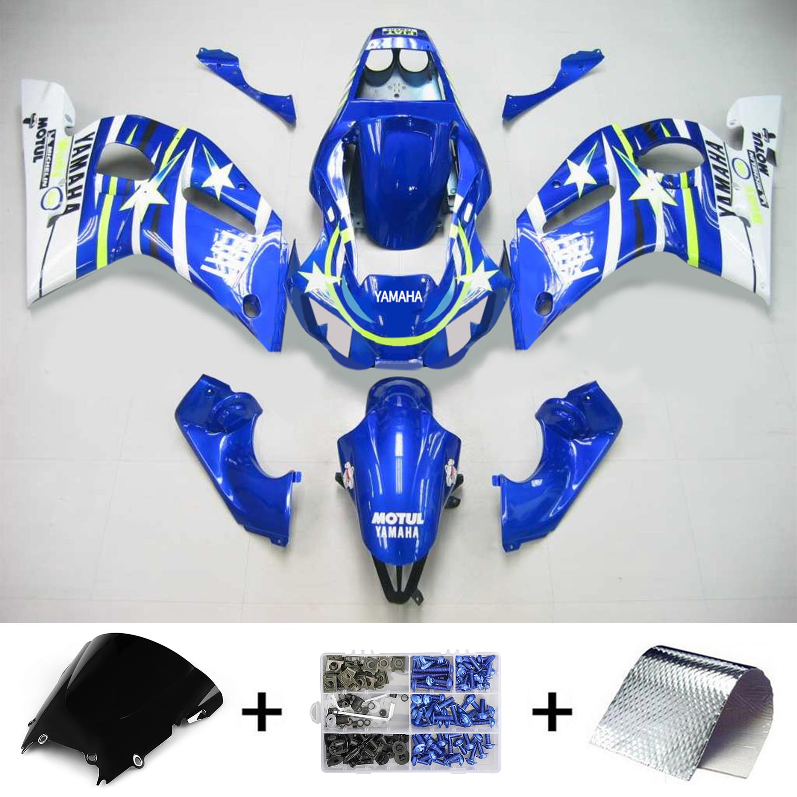 1998-2002 Yamaha YZF 600 R6 Kit de carénage d'injection carrosserie plastique ABS #115