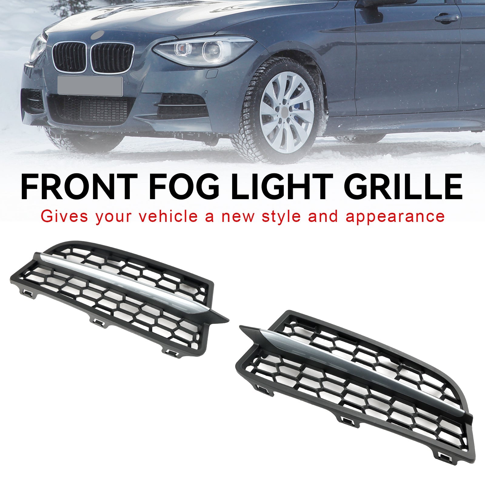 2PCS Front Bumper Fog Light Cover Bezel Grill Grille Fit BMW F20 F21 2011-2015 M