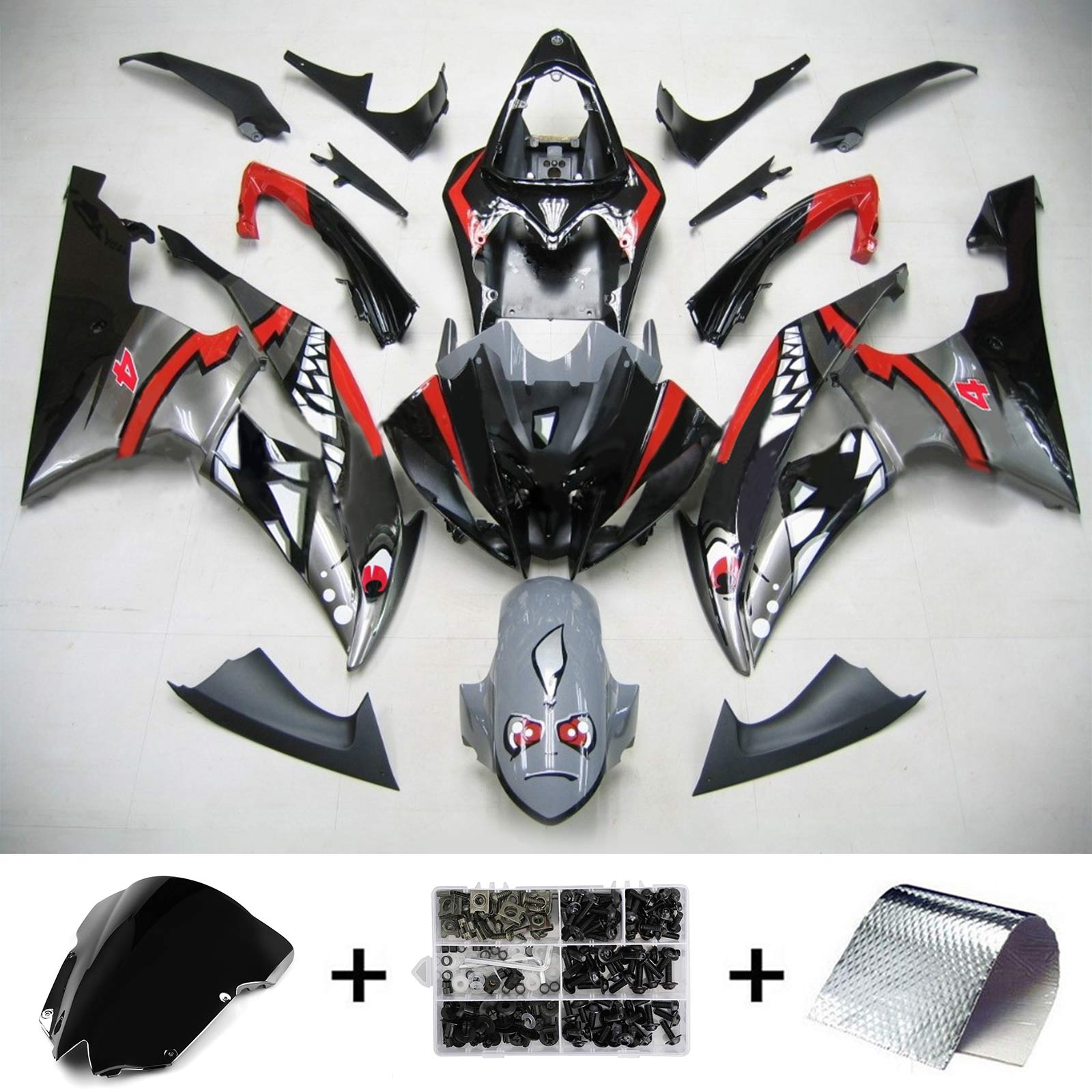 2008-2016 Yamaha YZF 600 R6 Kit de carénage d'injection carrosserie plastique ABS #161