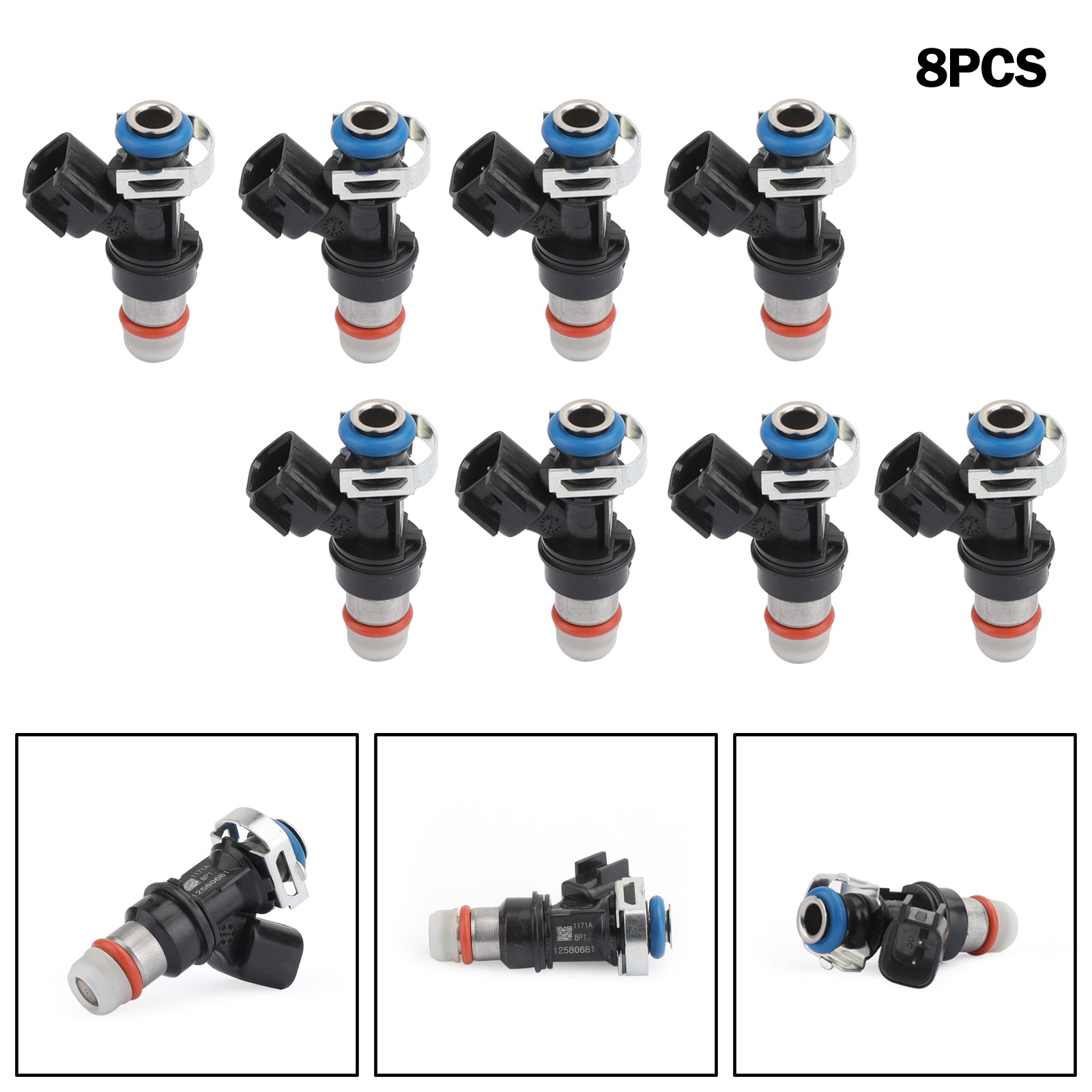 FJ887 Set of 8 Fuel Injectors 12580681 Fit for 2004-2010 Chevy GCC 4.8 5.3 6.0 6.2 FIGM004X8 217-1621 58100N6818 832-11203 Generic