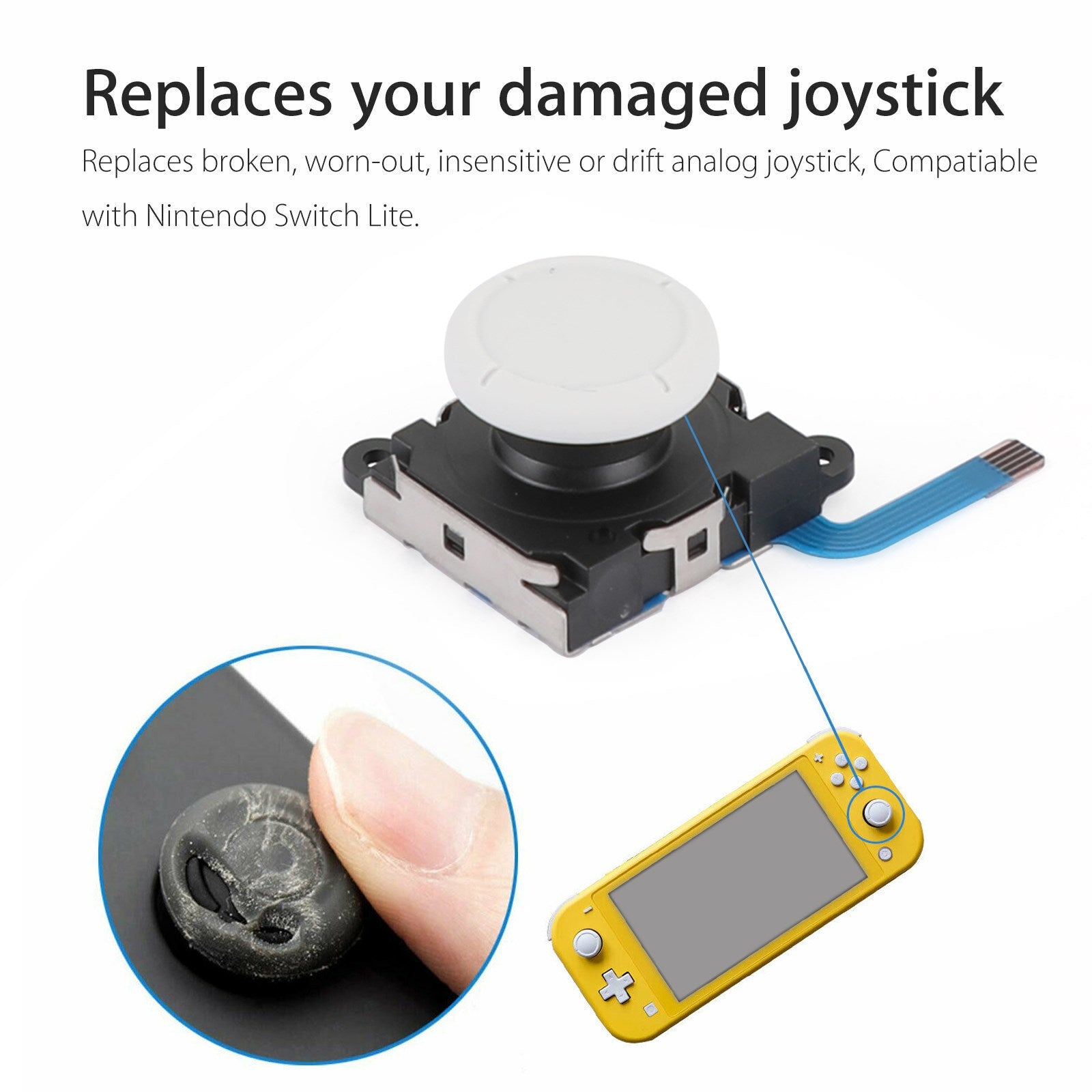 19-in-1 reparatieset met analoge 3D-sensorstick+tool, geschikt voor Switch Lite-joystick