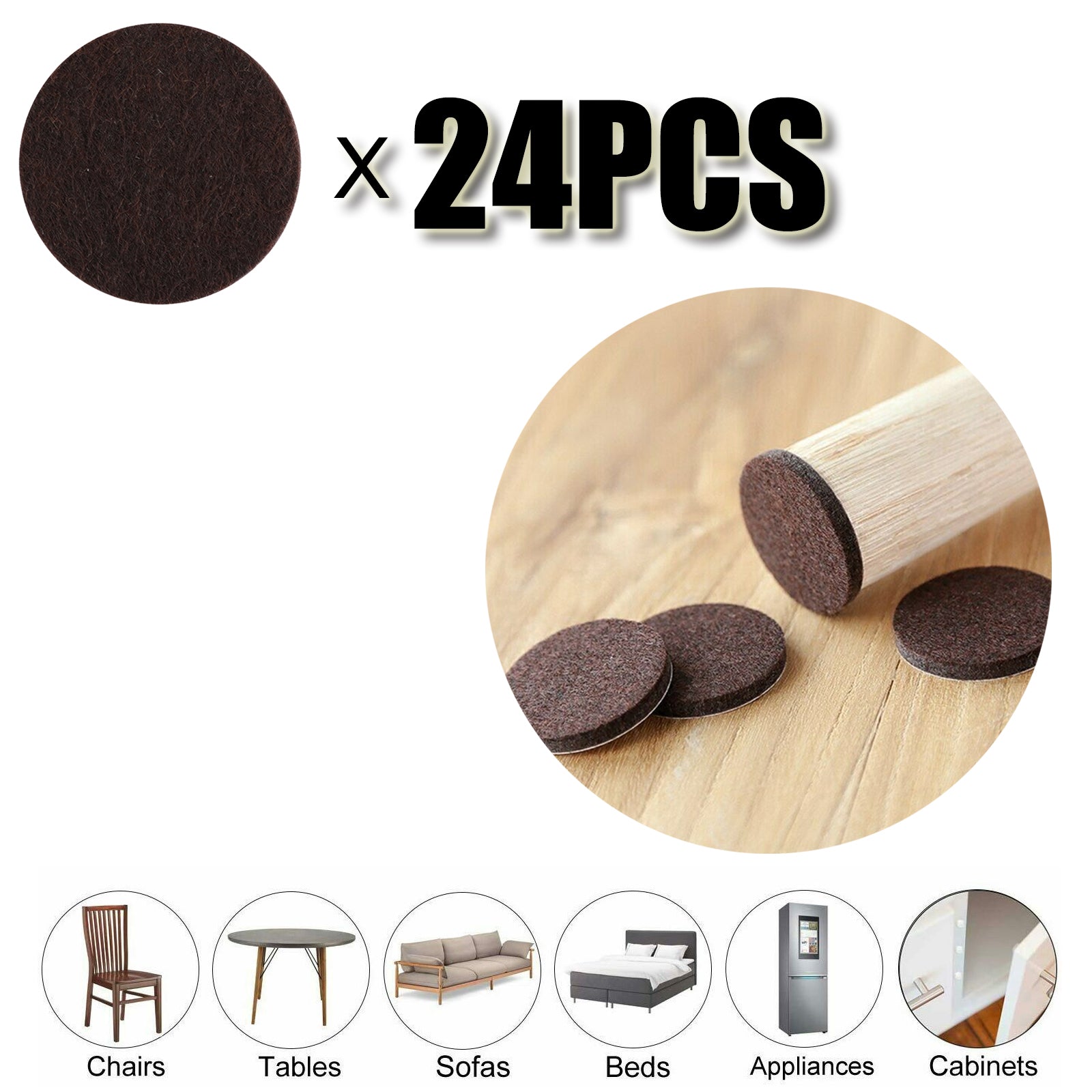 Furniture Felt Pads Square/Round Floor Protector Chair/Table Leg Sticky Back Generic