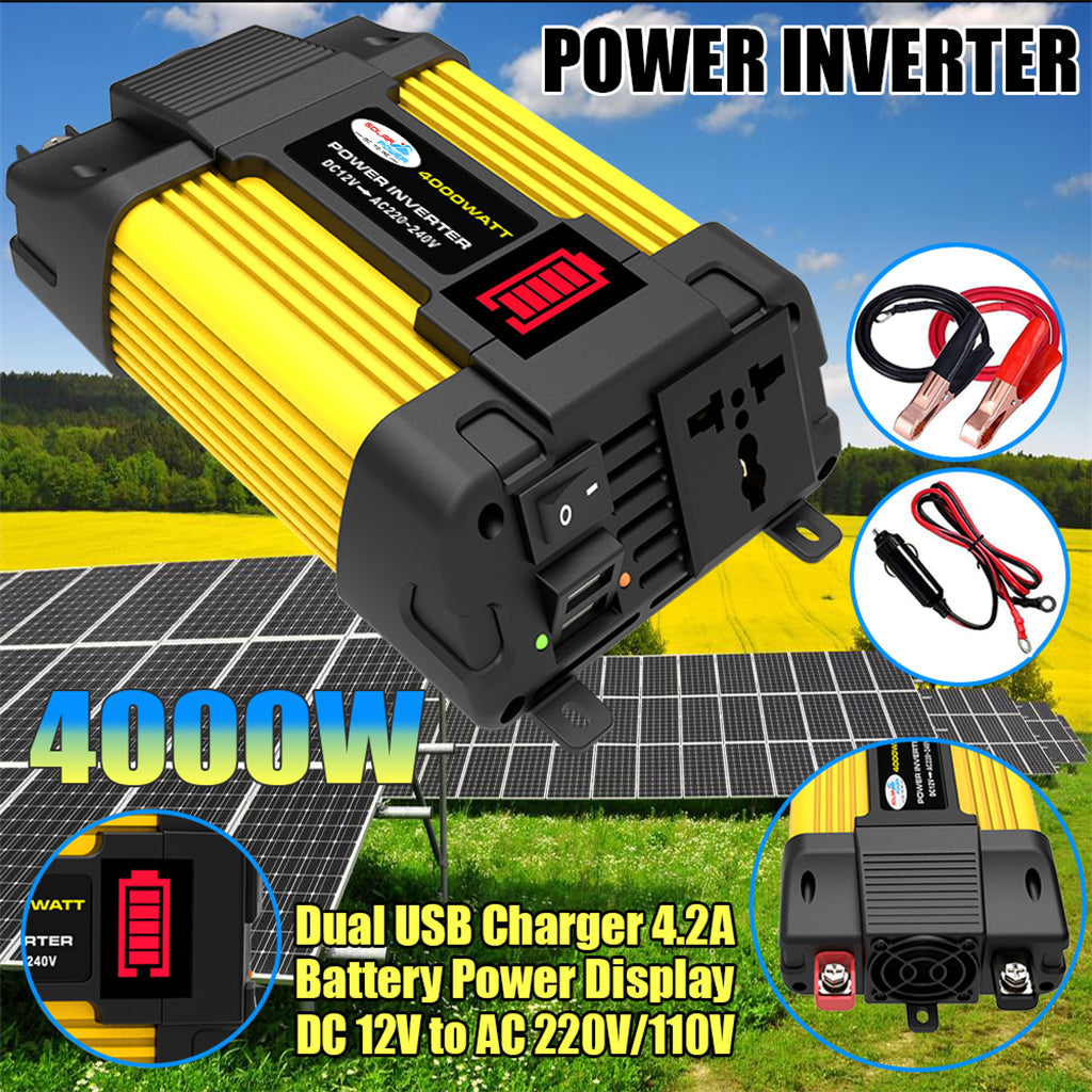 4000W Car Power Pure Sine Wave Inverter w LED Display DC 12V To AC 220V Inverter