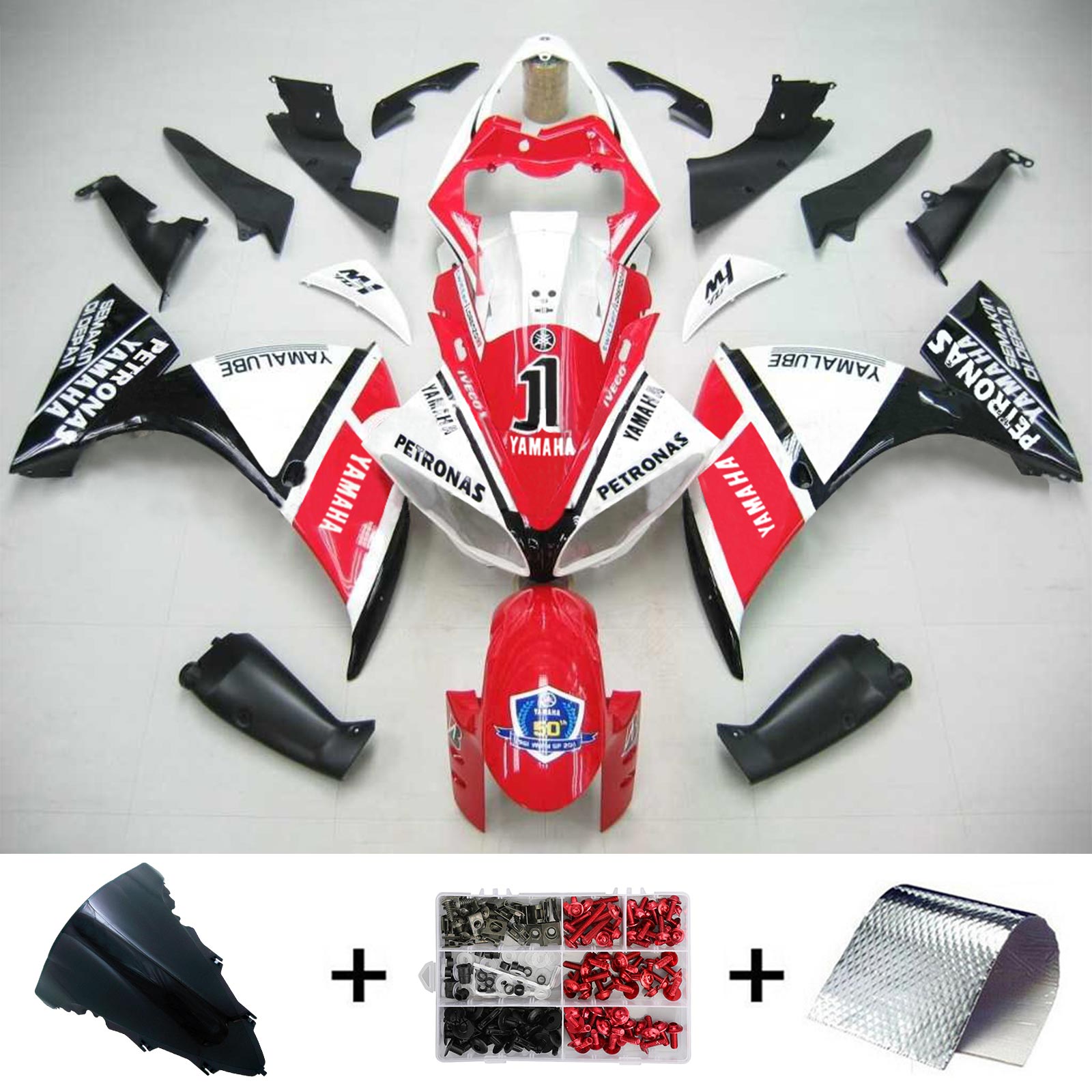 2009-2011 Yamaha YZF 1000 R1 Amotopart Kit de carénage d'injection carrosserie plastique ABS #134