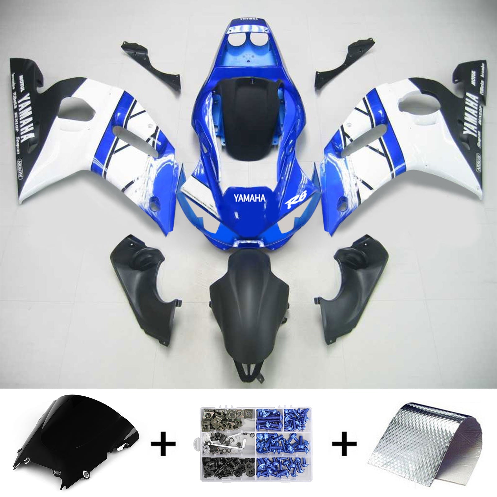 1998-2002 Yamaha YZF 600 R6 Kit de carénage d'injection carrosserie plastique ABS #117