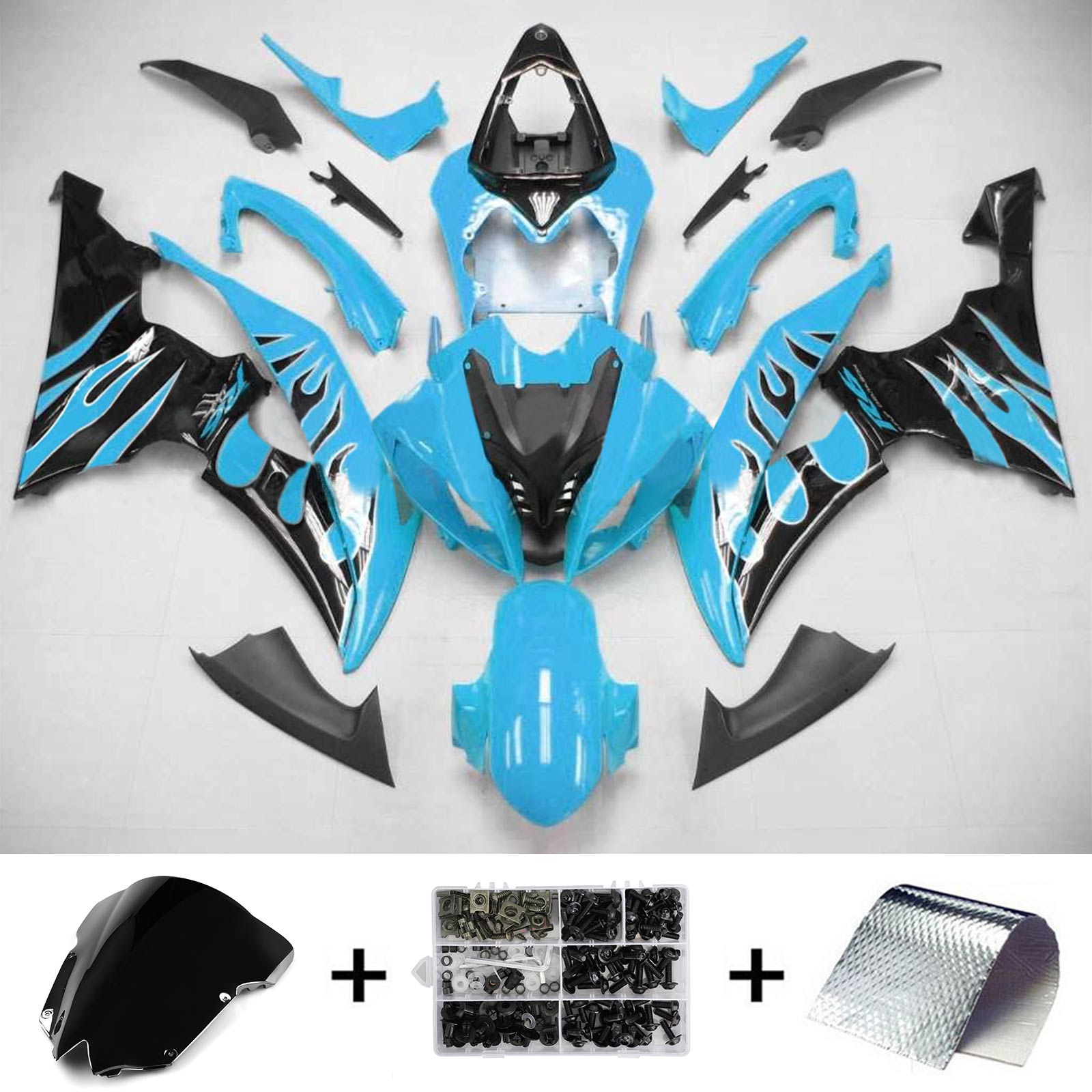 2008-2016 Yamaha YZF 600 R6 Kit de carénage d'injection carrosserie plastique ABS #130