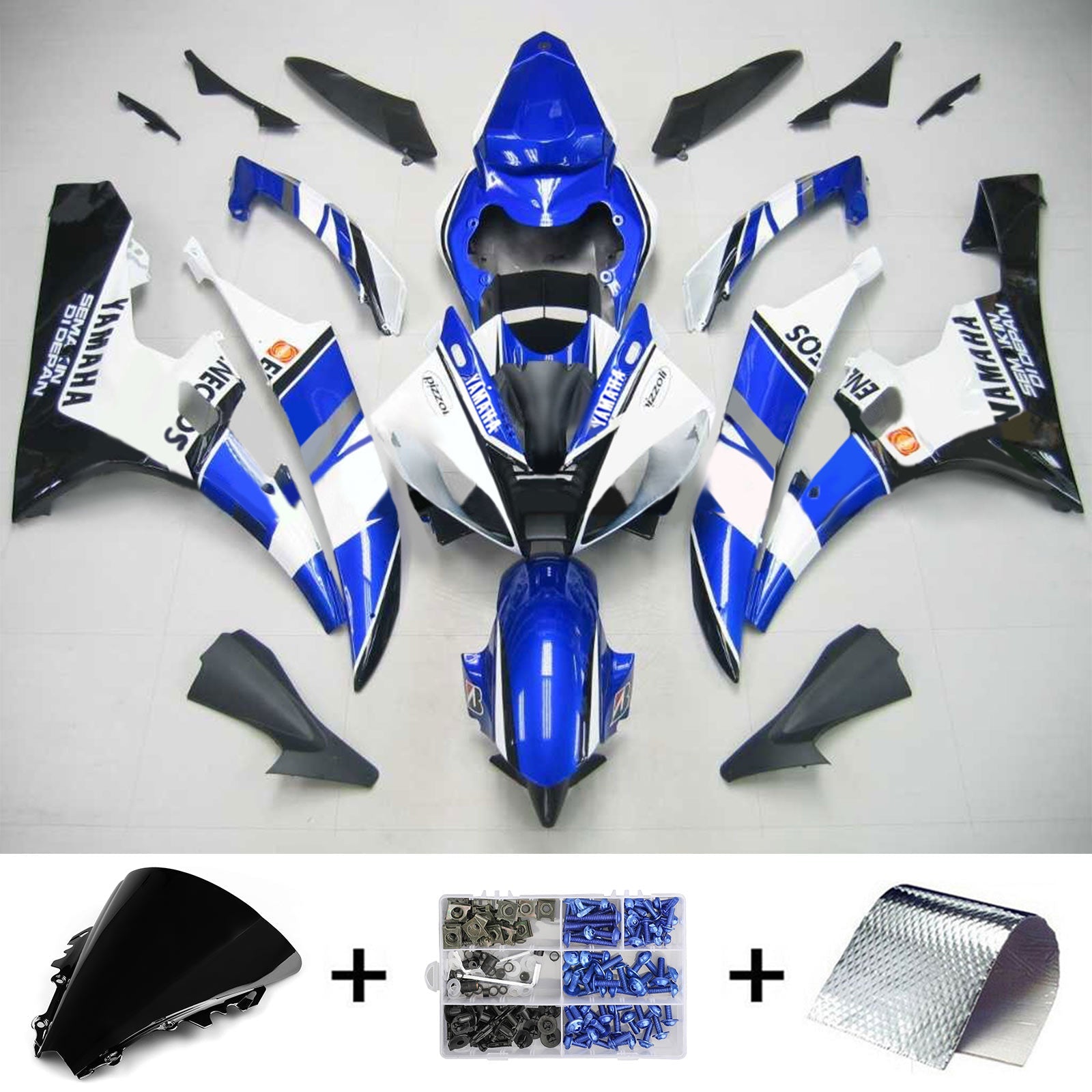 2006-2007 Yamaha YZF 600 R6 Amotopart Kit de carénage d'injection carrosserie plastique ABS #122