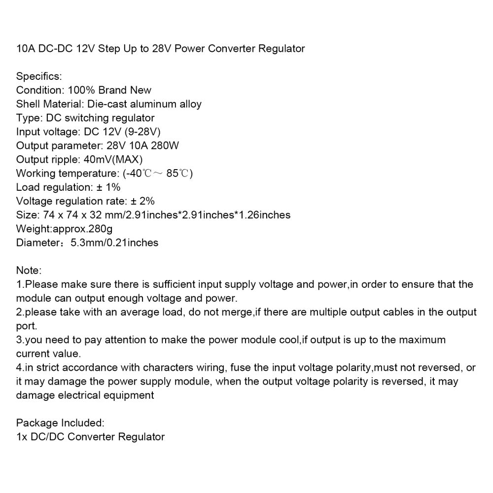 Areyourshop DC Converter Regulator 12V til 28V 280W Strømforsyning Step up Module Vanntett