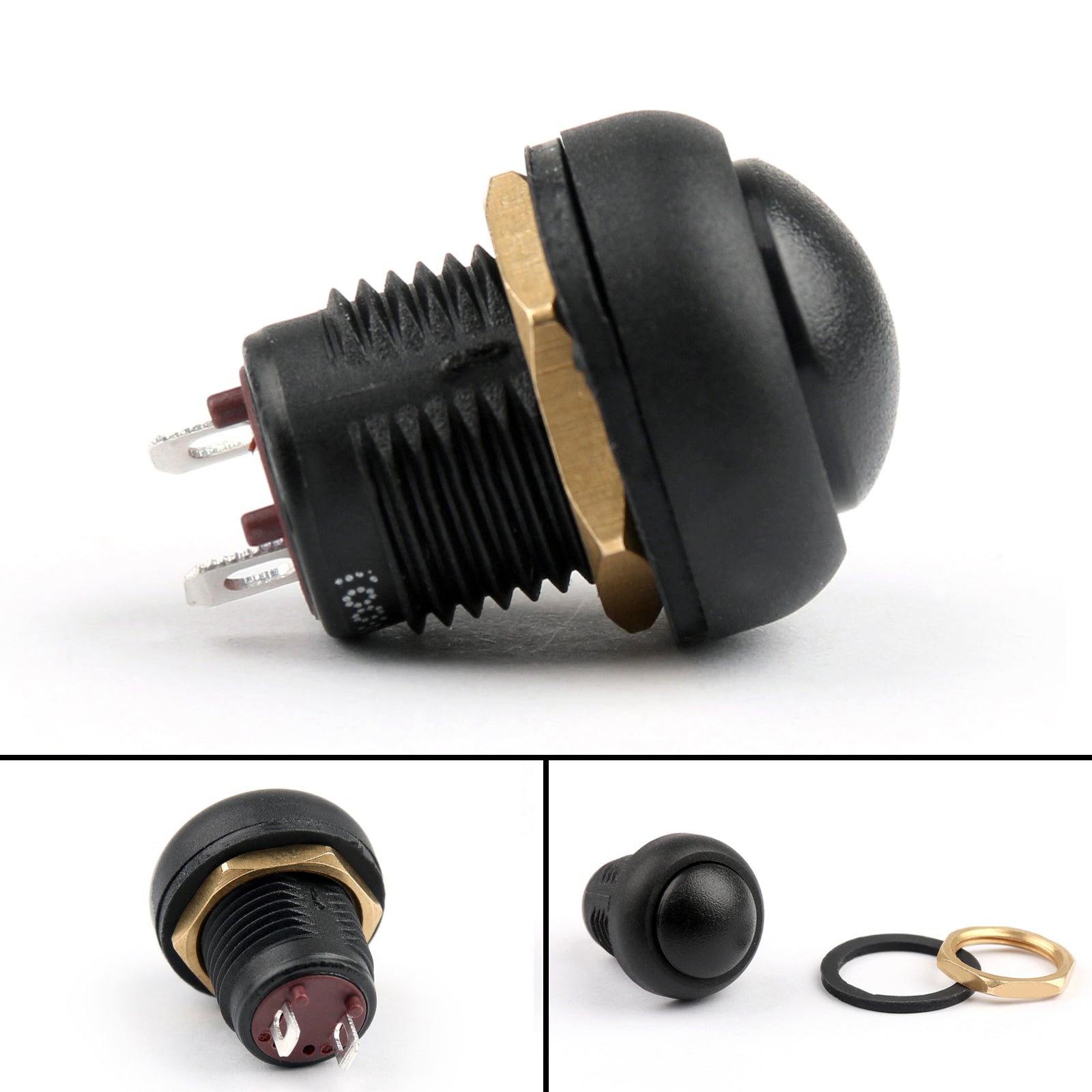 1x Waterproof 12mm Push Button Switch ON/OFF Self-Locking Industrial Grade Black