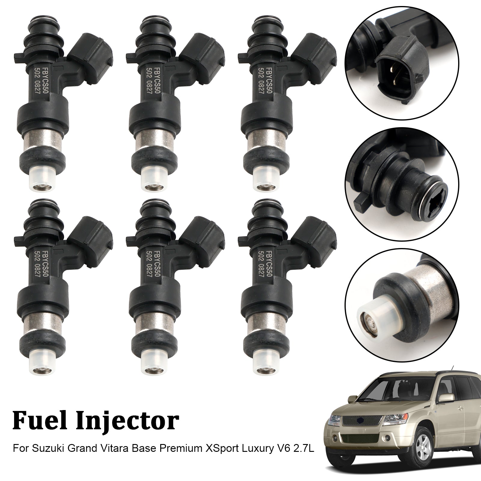 6PCS Brandstofinjector 15710-66J00 Fit Suzuki Grand Vitara Basis V6 2.7L FBYCS50