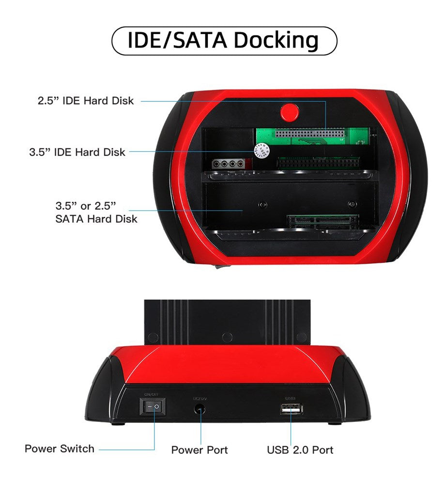 ALL in One HDD Docking/Dock Station HD Dual Bay USB to SATA IDE 2.5" 3.5" UK