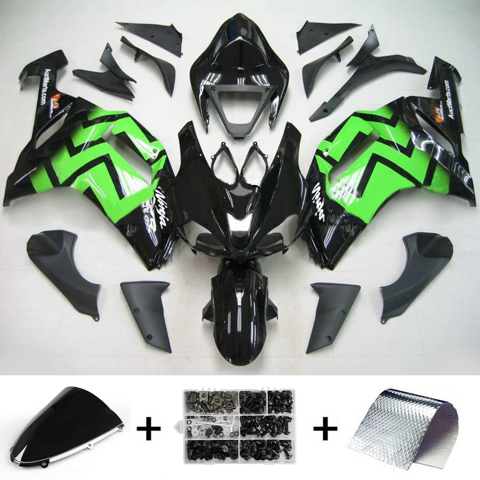 2007-2008 Kawasaki ZX6R 636 Amotopart Kit de carénage d'injection carrosserie plastique ABS #128