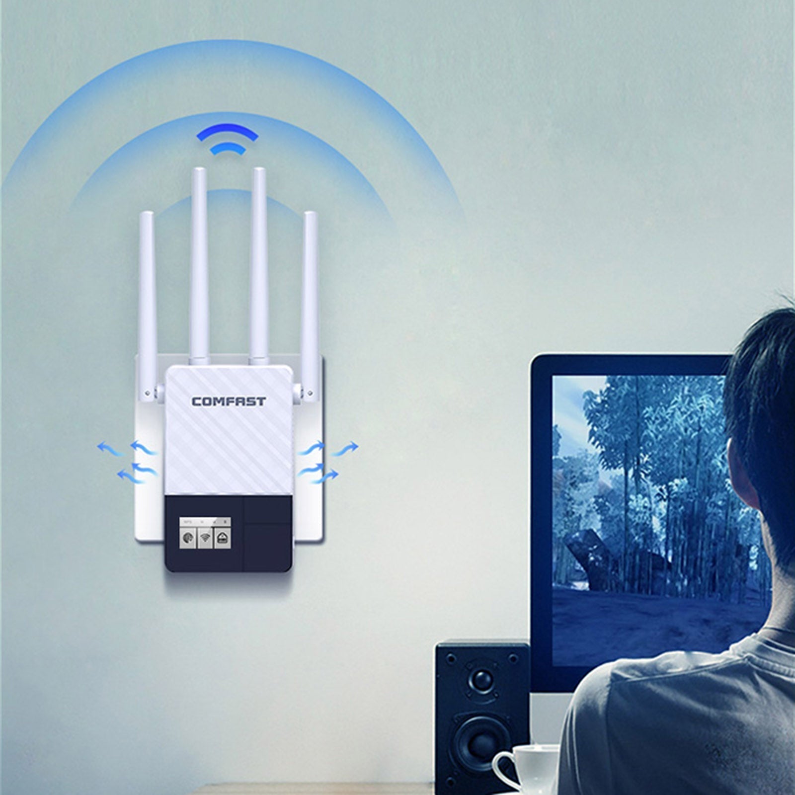 Dual Band 2.4G 5G WiFi Extender Signaalversterker WiFi Booster 1200Mbps UK Plug