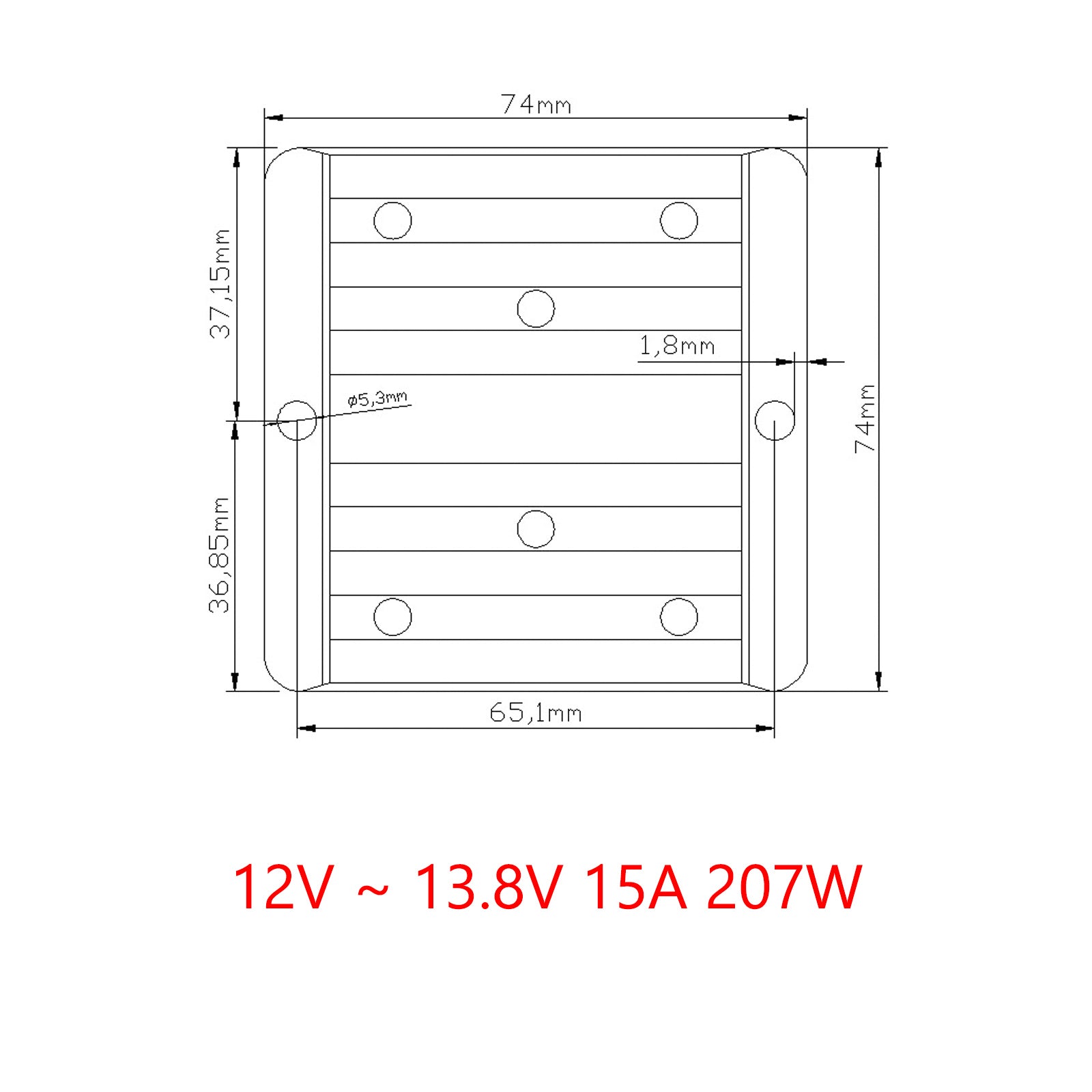 Régulateur de convertisseur d'alimentation élévateur étanche DC 12V à 13.8V 15A 207W