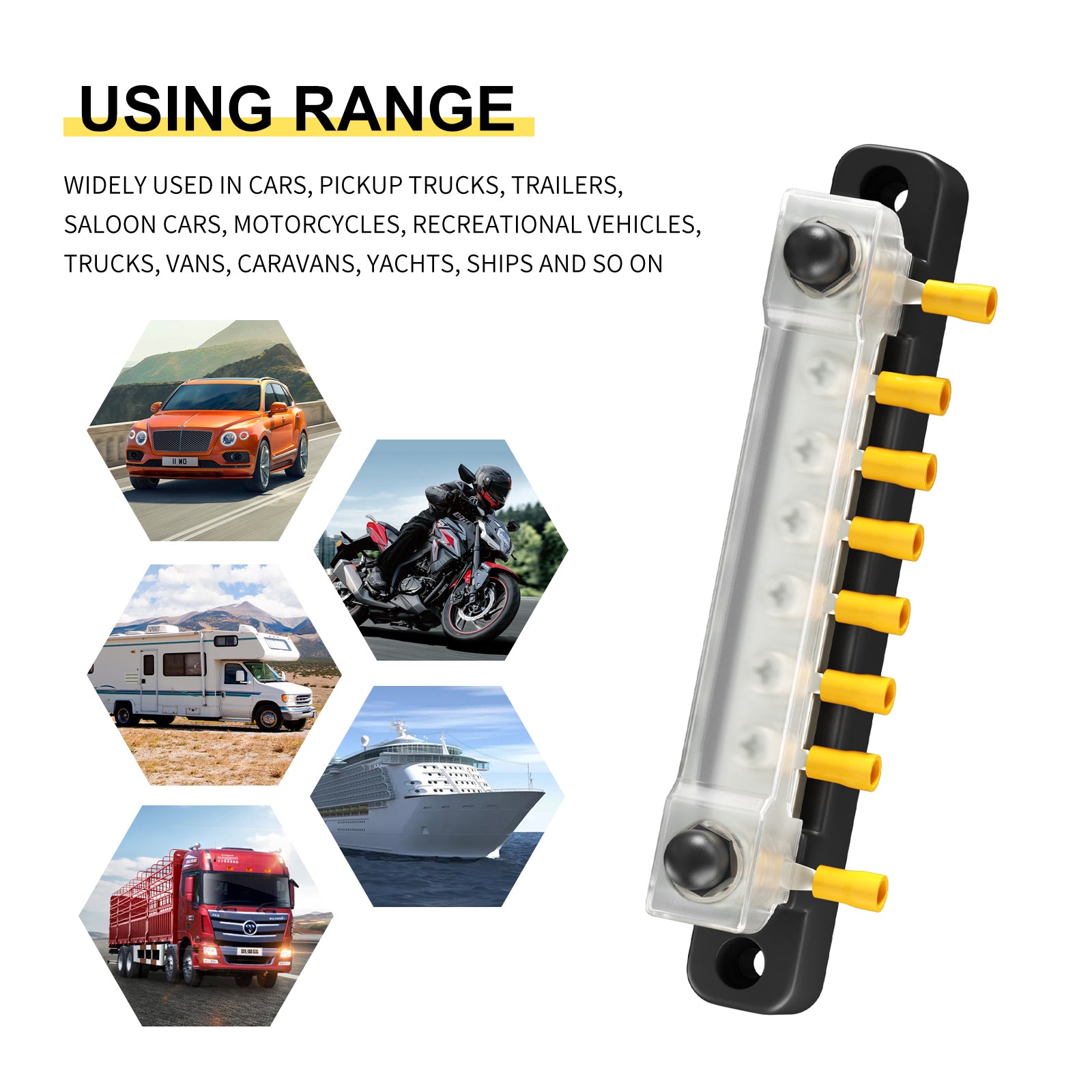 2/4/6/12 Way Dual-row Car Bus Bar Block with Dust Cover Distribution Terminal