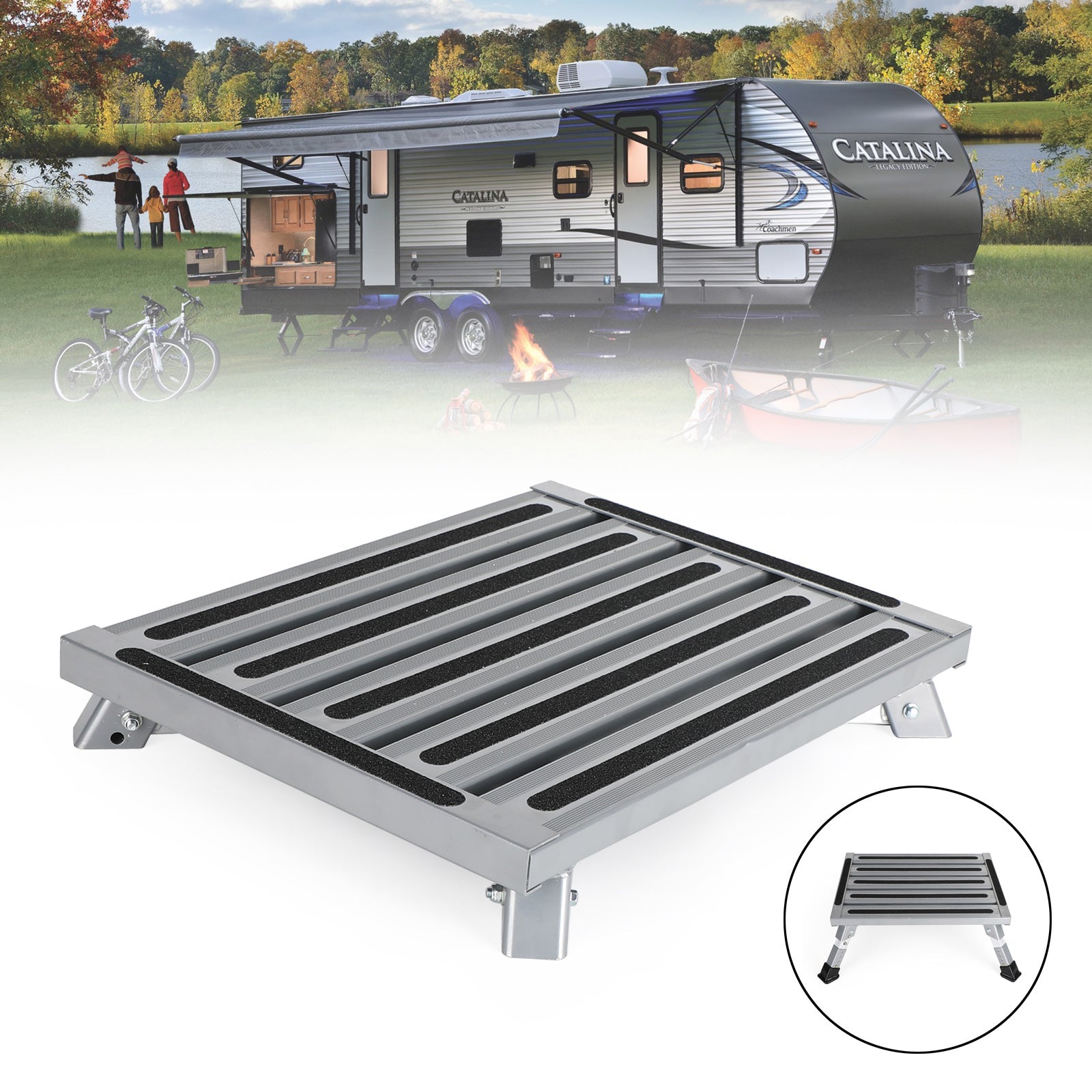 Plate-forme pliante en aluminium, tabouret de camping-car, remorque, échelle de travail Portable