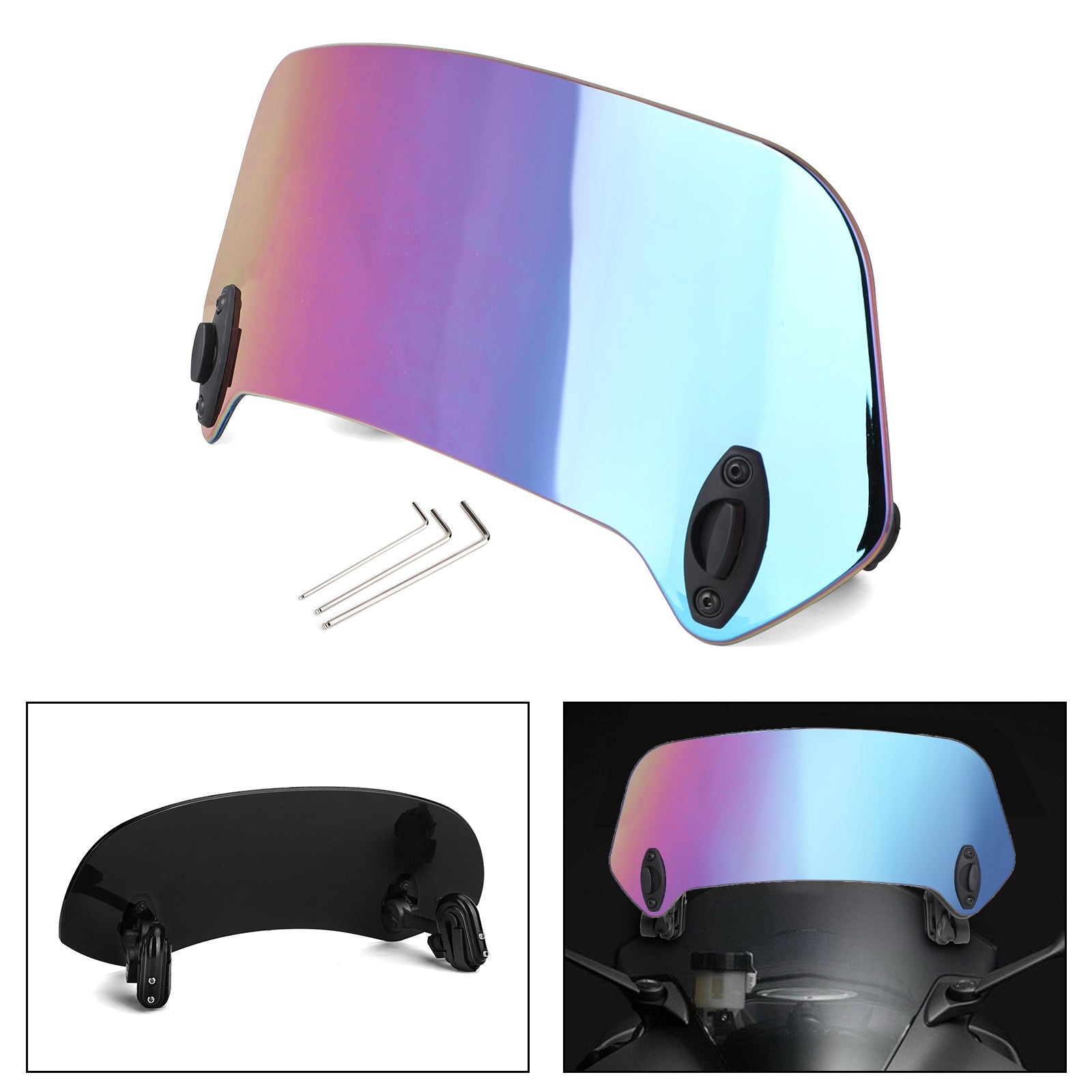 Motorcycle Adjustable Clip On Windshield Extension Spoiler Wind Deflector