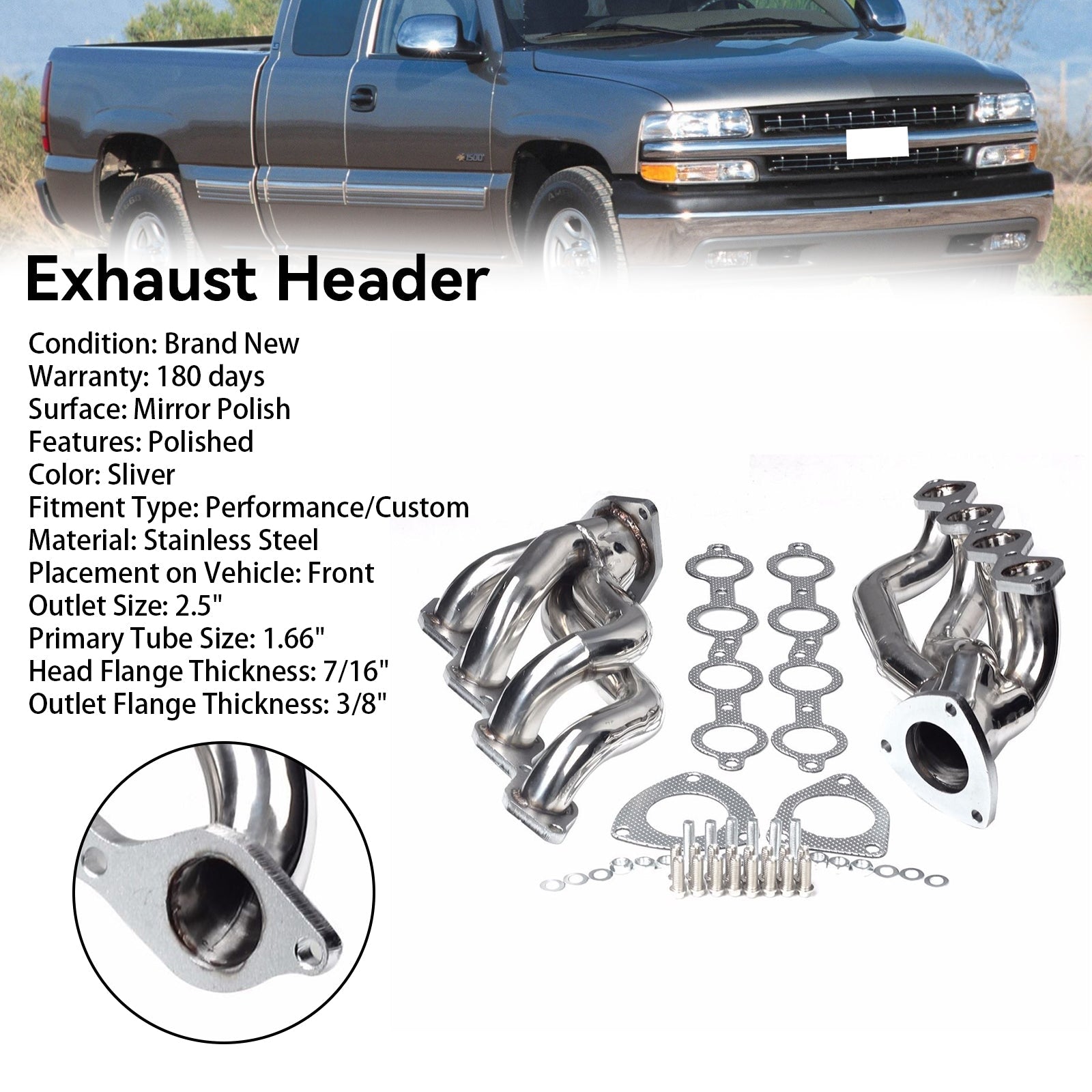 Collecteurs Chevrolet Silverado 1500 4,8 L, 5,3 L 1999-2006