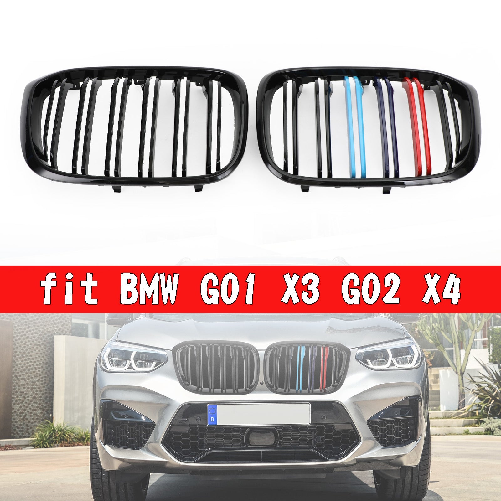 2018-2021 BMW X3 G01 X4 G02 paar niergrillrooster 51138469959 51138469960 51138091725 51138091726 Generiek