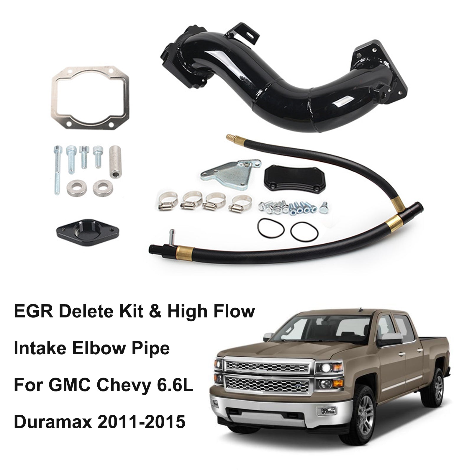 2011-2015 GMC Chevrolet 2500 & 3500 6.6L Duramax EGR Delete Kit & High Flow Intake Elbow Pipe