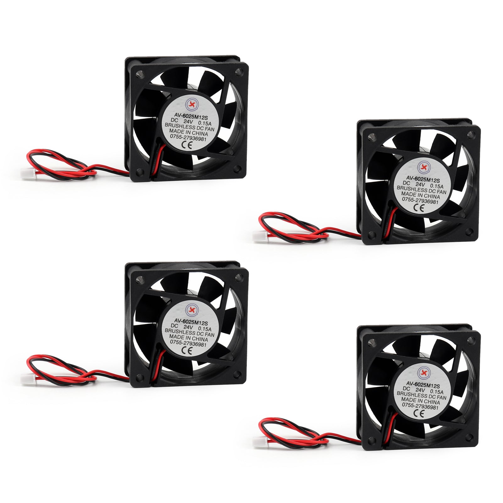 Ventilateur de refroidissement sans balais DC 24V, 0,15a, 6025S, 60x60x25mm, 2 broches, ventilateur d'ordinateur, 1 pièce/4 pièces