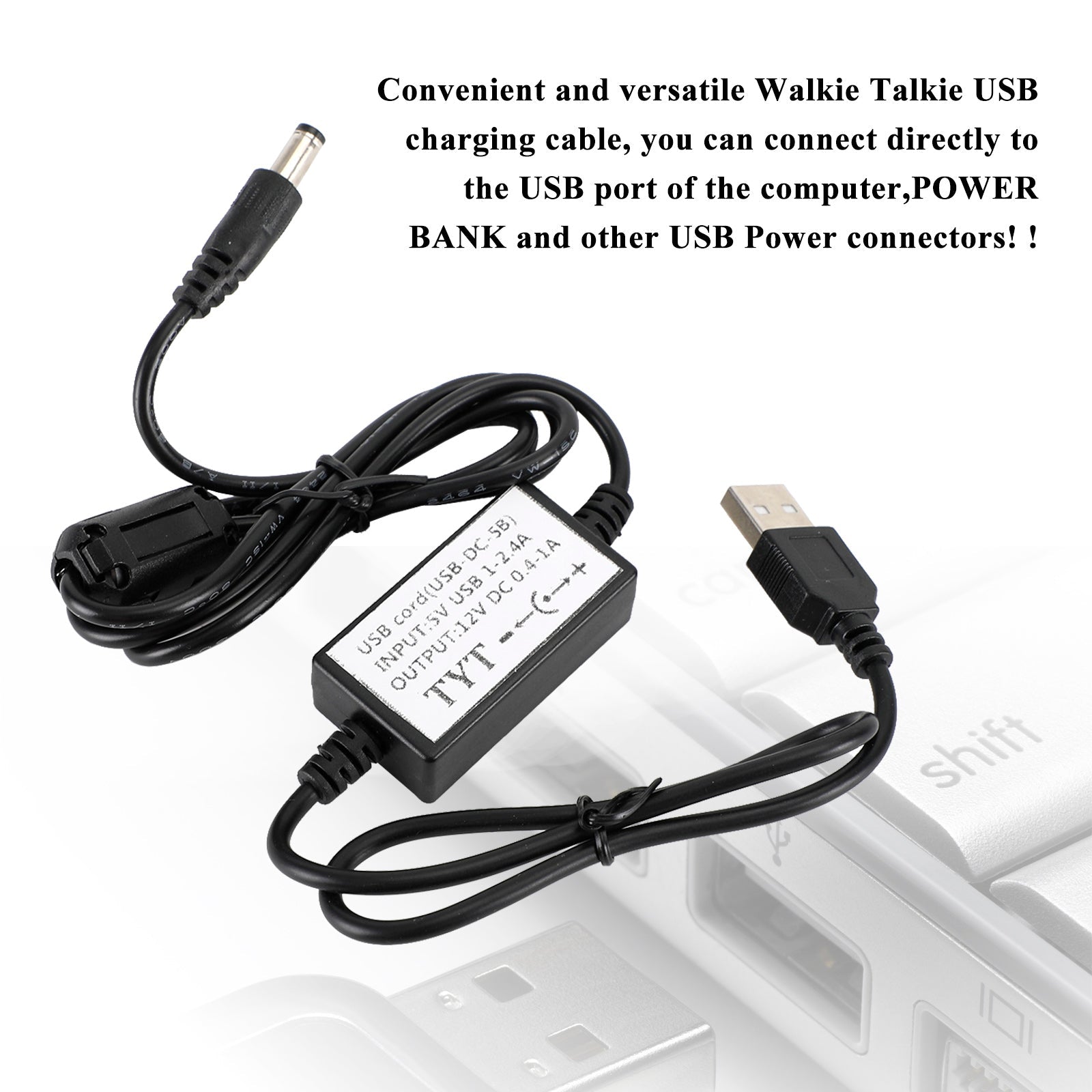 DC-5B USB-oplaadkabel Batterijoplaadsnoer voor TYT MD380 radio-accessoires