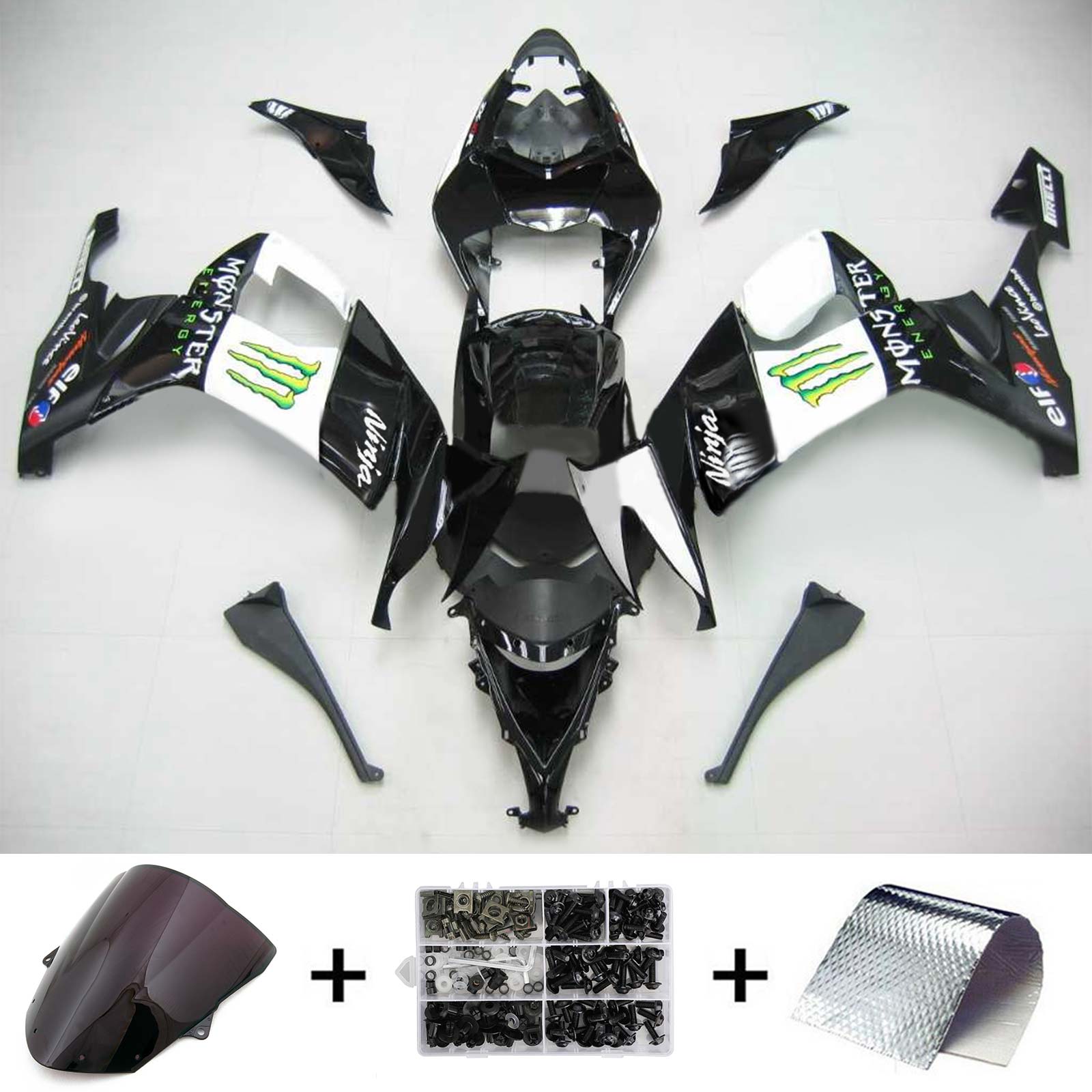 2008-2010 Kawasaki ZX10R Amotopart Injection Fairing Kit Bodywork Plastic ABS #101