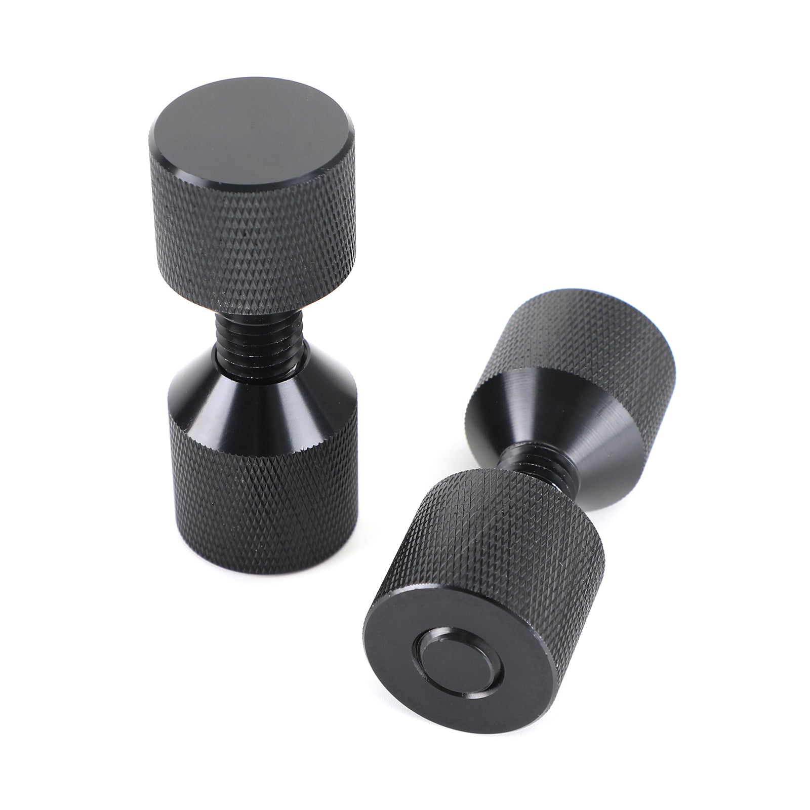 1-1/8" Two Hole Pins Small Aluminum Knurled W/ Removable Threads Black