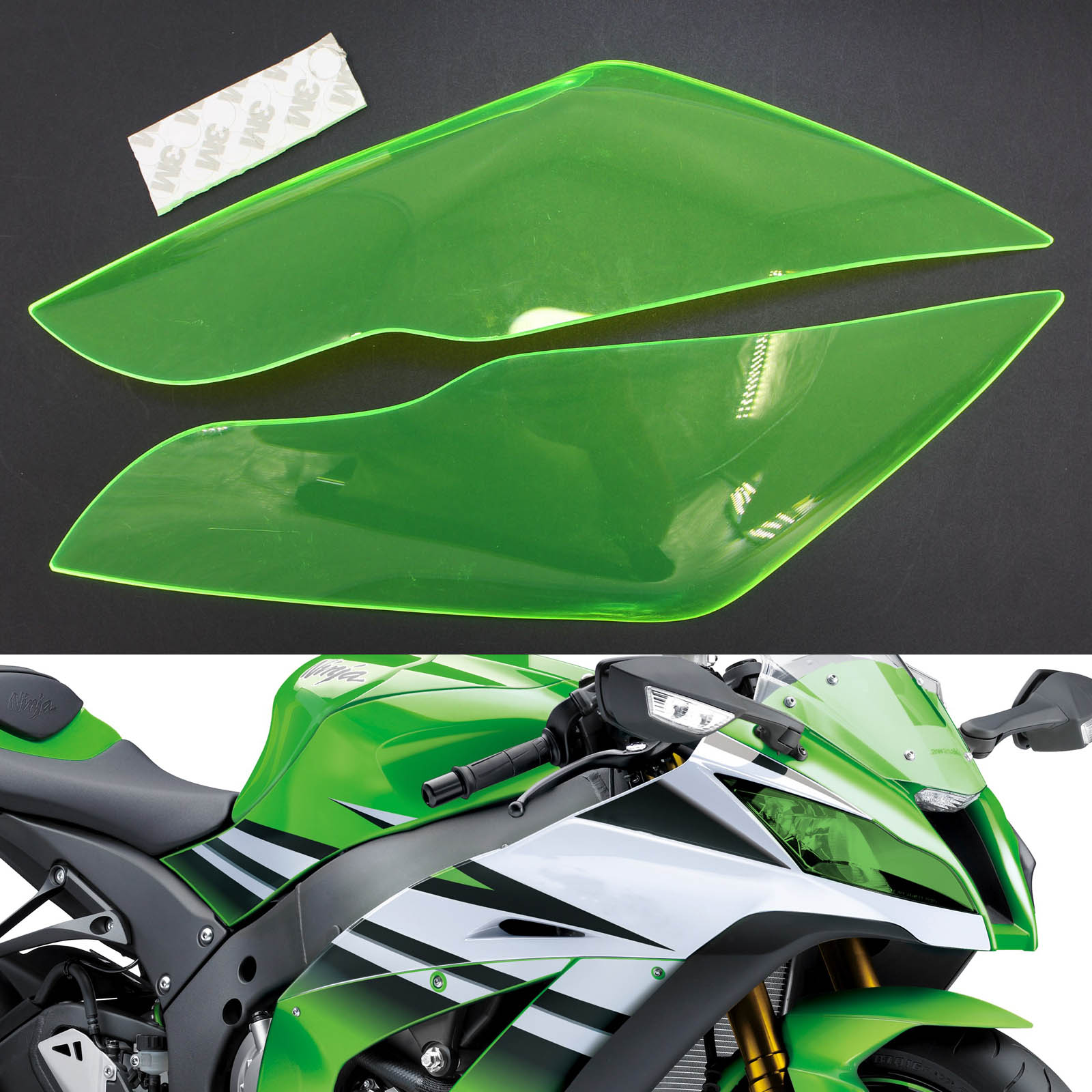 Koplamp Lensbescherming Fit Voor Kawasaki Zx-10R Zx 10R 2011-2015 Rook Generiek