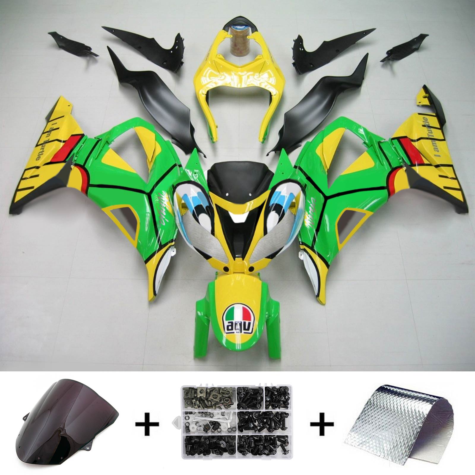 2013-2018 Kawasaki ZX6R 636 Amotopart Kit de carénage d'injection carrosserie plastique ABS #106