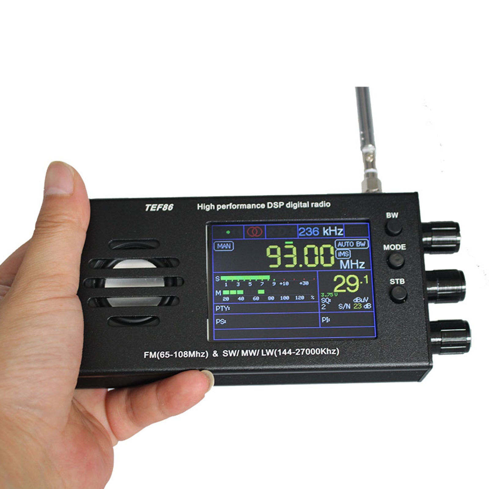 3,2-inch LCD-scherm EF6686 Hoge prestaties DSP digitale radio 144-27000 kHz SW/MW/LW