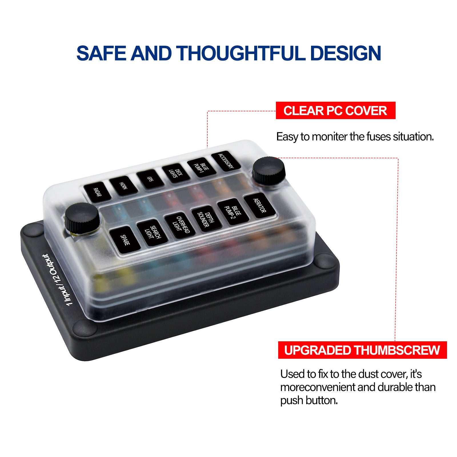 6 Way/12 Way Blade Fuse Box Block Holder ATO ATC for Car Marine Boat Waterproof