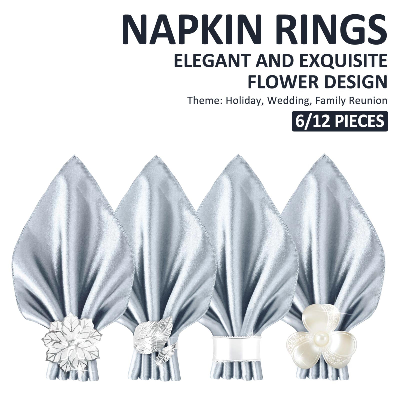 6-12PCS Napkin Rings Flower Napkin Holder Napkin Buckle