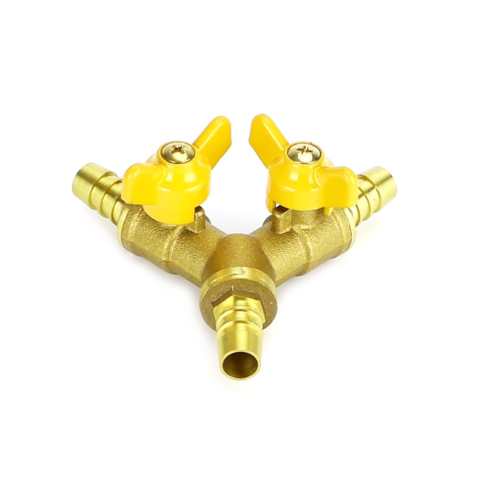 3/8" slangpilaar kogelkraan Y-vormige 3-weg connector weerhaak messing fitting OD 11 mm