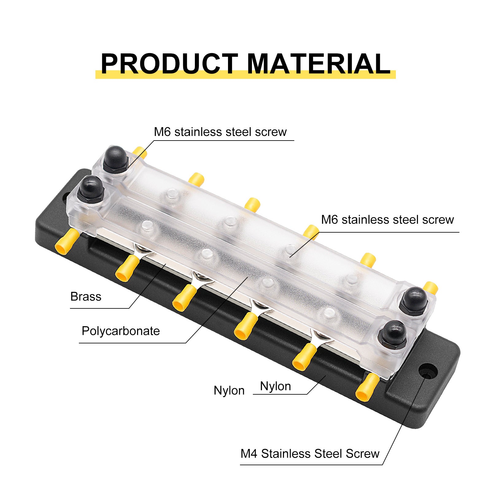 2/4/6/12 Way Dual-row Car Bus Bar Block with Dust Cover Distribution Terminal